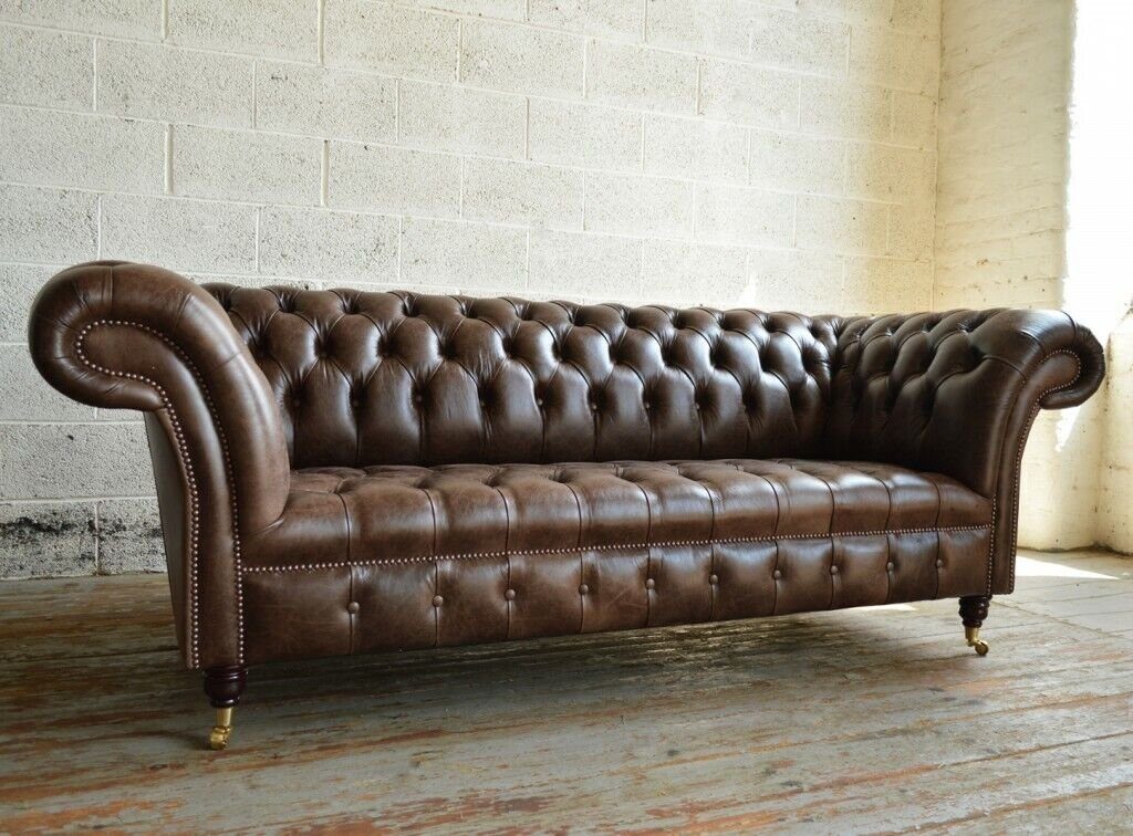 JVmoebel Chesterfield-Sofa, Chesterfield Couch Polster Sofas Klassischer Sitz Leder Textil
