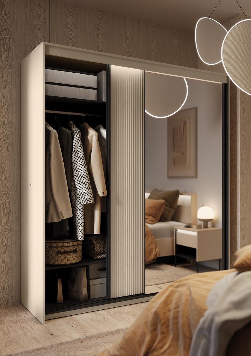 Compleo Schwebetürenschrank 200 cm breit FLORE, günstig online kaufen