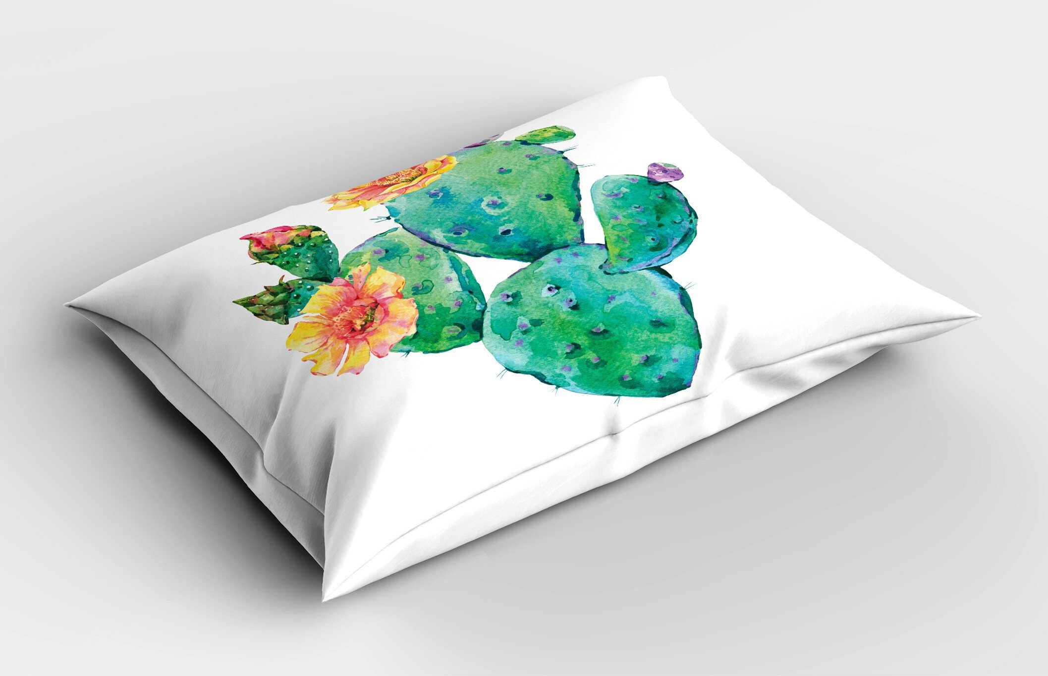 Stück), King Natürliche mit Standard Blumen Kissenbezüge Size Kissenbezug, Dekorativer Farbe Abakuhaus Kaktus Gedruckter (1
