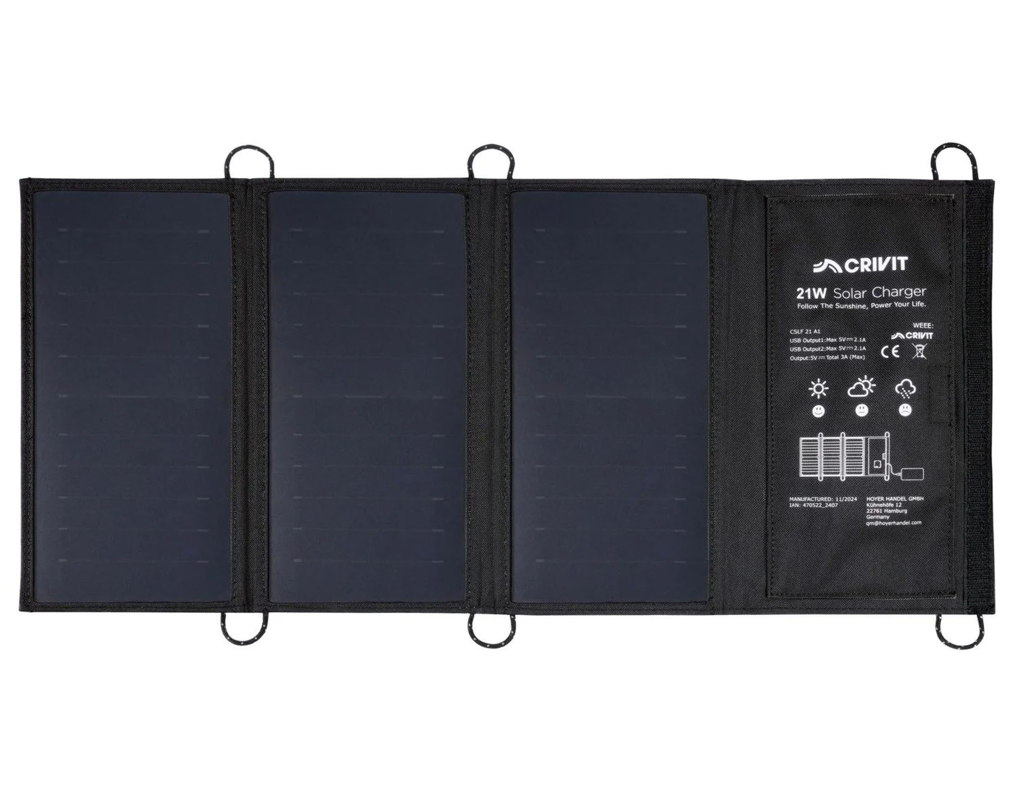 crivit CRIVIT Ladegerät Ladestation Powerbank Solar Camping 21W CLSF 21 A1 Solar Powerbank