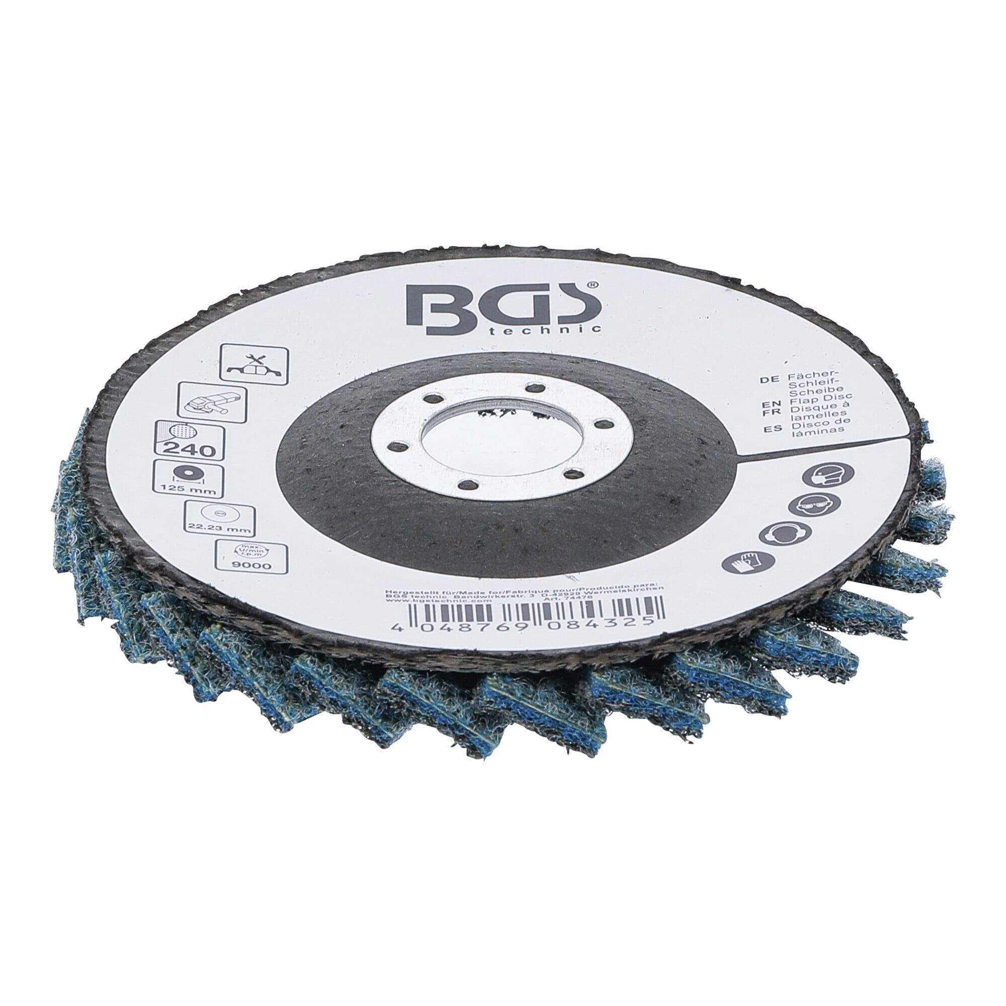 BGS technic Fächerscheibe BGS Fächer-Schleif-Scheibe, Vlies, Ø 125 mm, Körnung 240