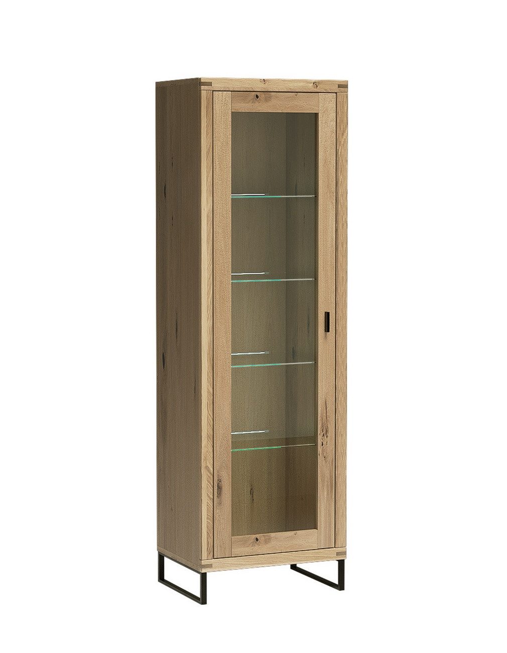 Empinio24 Vitrine Serra Eiche teilmassiv, bianco geölt, 1-türig links, Breite 58 cm