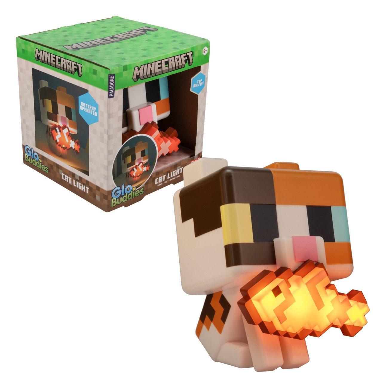 Paladone LED Dekolicht Minecraft GloBuddies Leuchte Cat 15 cm – Bild 4 von 5