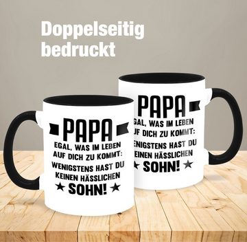 Shirtracer Tasse Papa egal was auf dich zukommt wenigstens hast du keinen hässlichen So, Keramik, Geschenk Vatertag Kaffeetasse