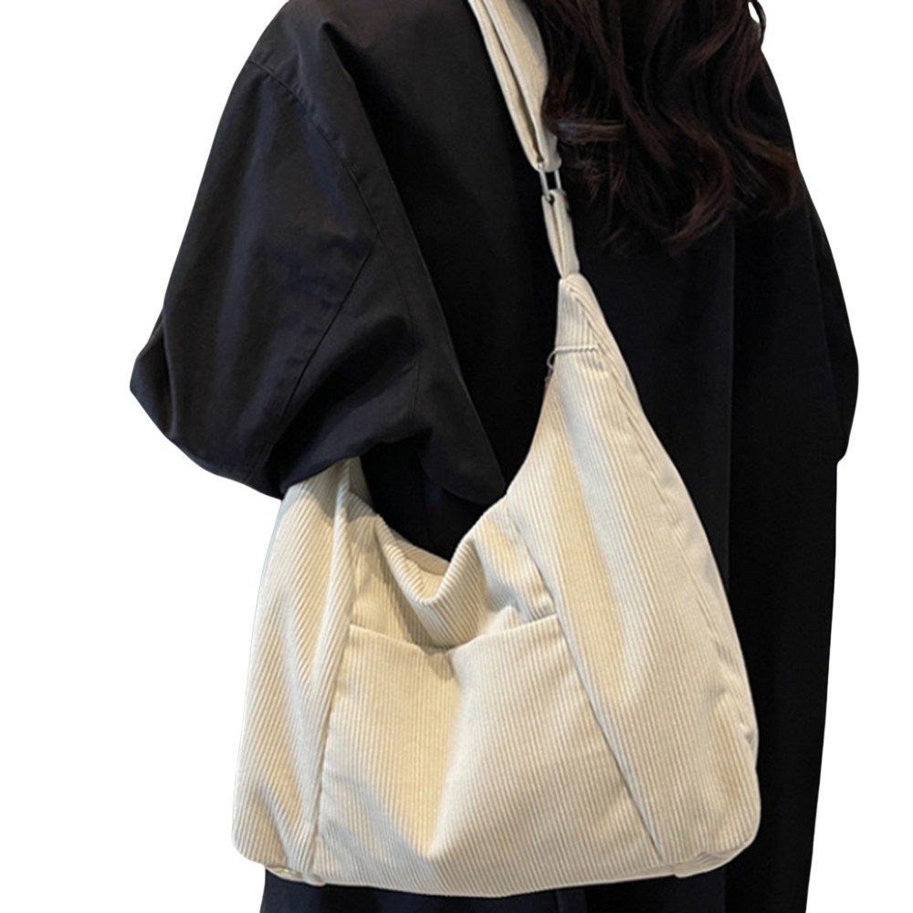Coonoor Umhängetasche Damen Groß Cord Tasche Shopper Crossbody Schultertasche Henkeltasche, Hobo Handtasche für Uni Arbeit Mädchen Schule