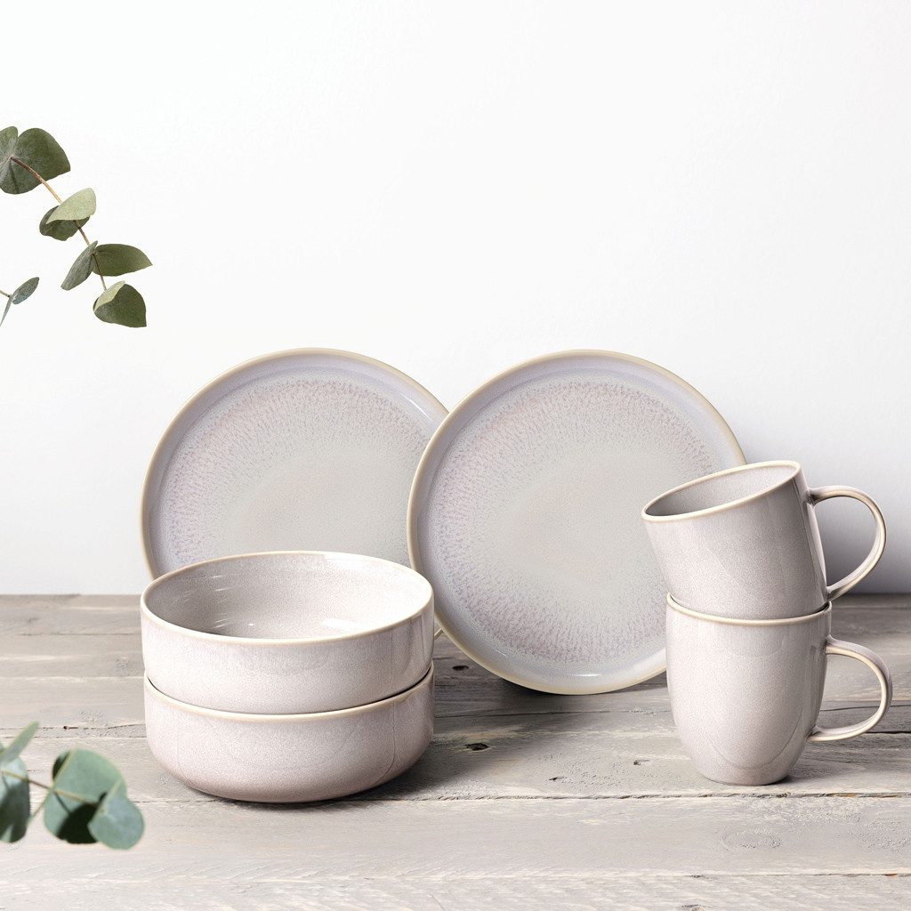 like. by Villeroy & Boch Frühstücks-Geschirrset Crafted Frühstücksset (6-tlg), 2 Personen, Porzellan, Premium Porcelain, 6 Stck, mikrow.- & spülm.sicher