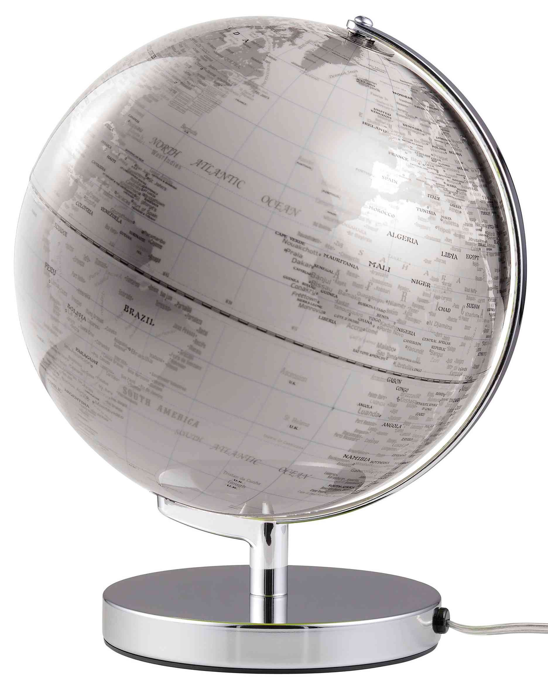 emform® Globus Globus 25cm beleuchtet Terra White Light, weiß, politisch, drehbar um 1 Achse