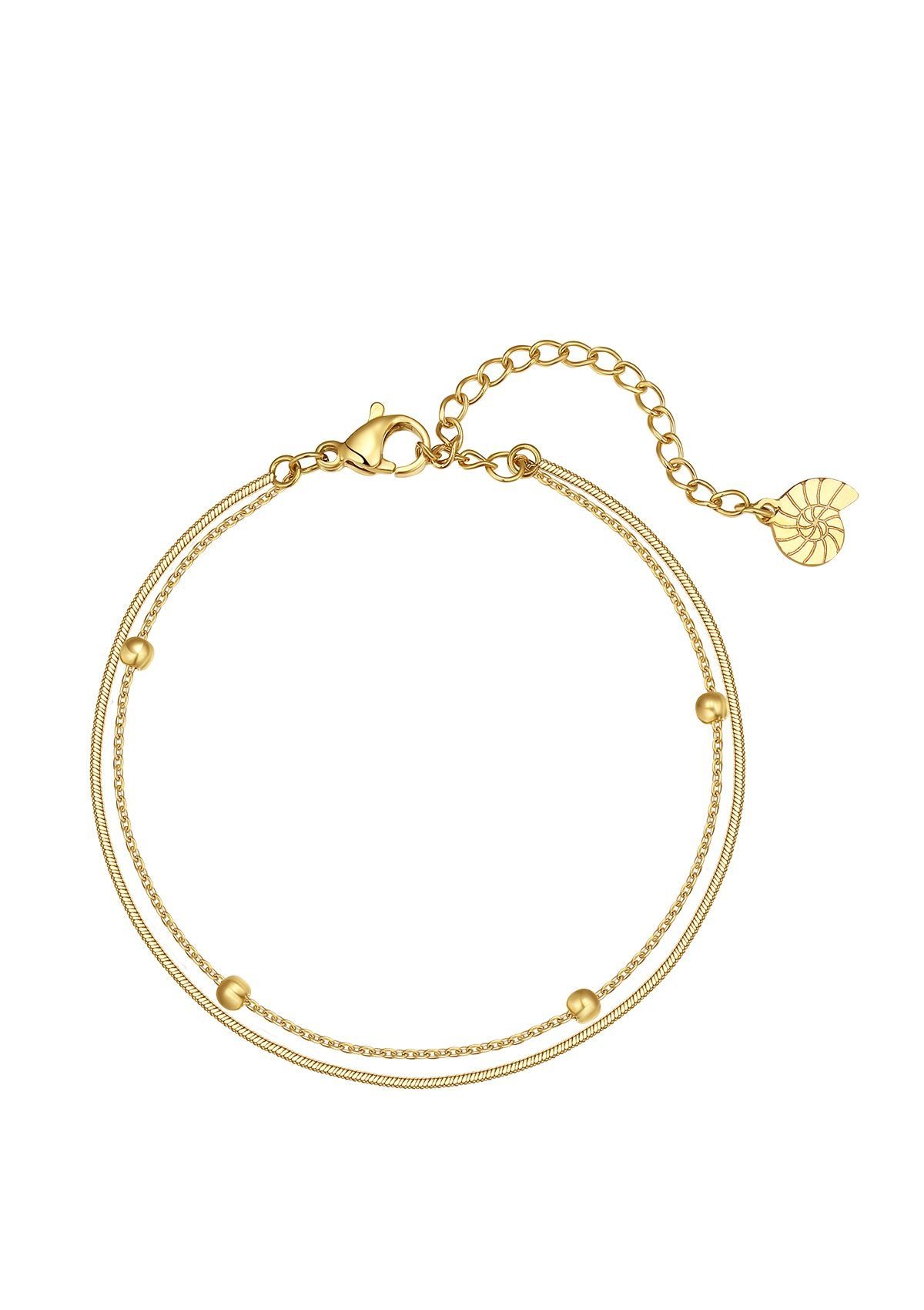 Hey Happiness Edelstahlarmband Damen Layer Kugeln, Kettchen 18K Gold Roségo günstig online kaufen