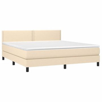 vidaXL Bettgestell Boxspringbett mit Matratze Creme 180x200 cm Stoff Bett Bettgestell