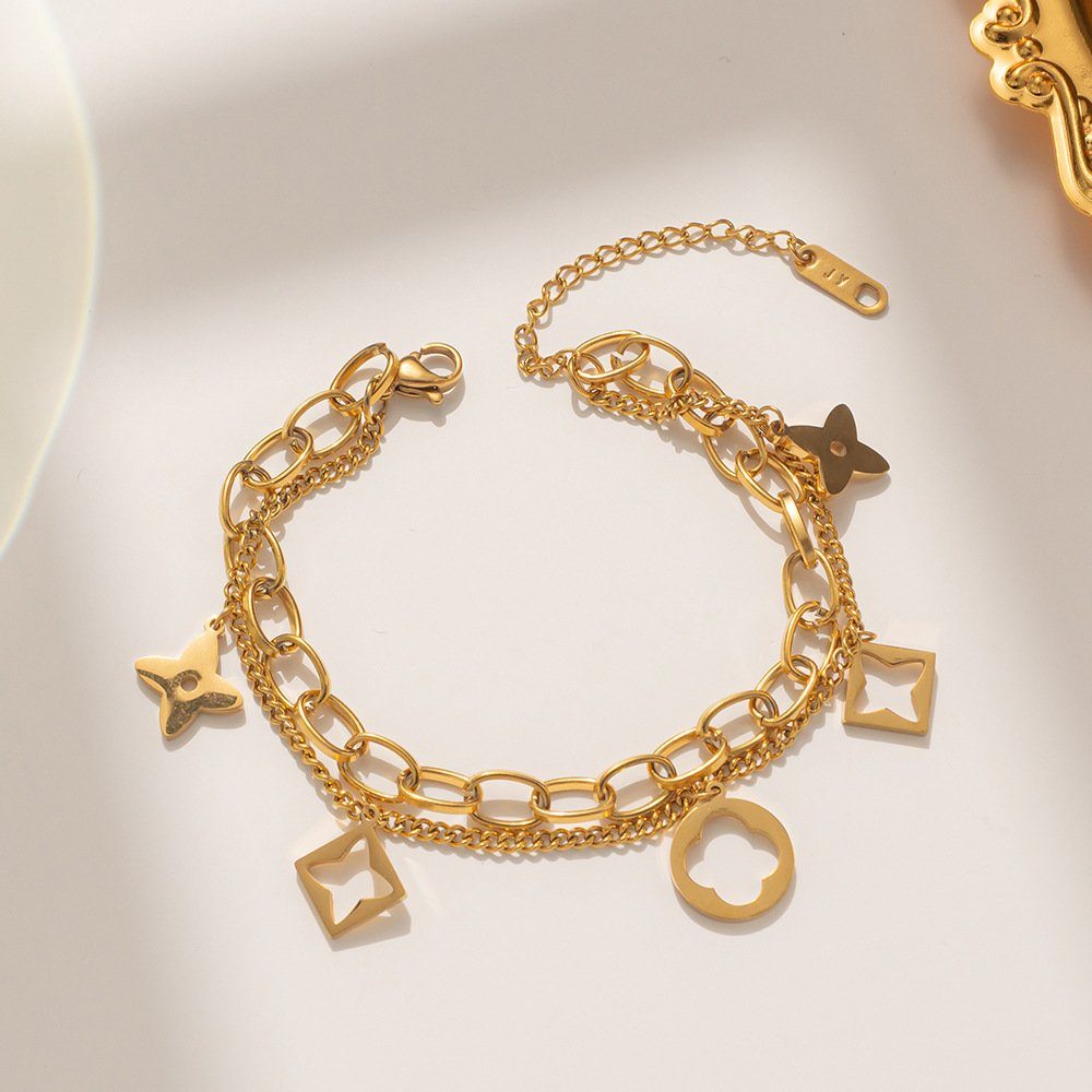 ENGELSINN Goldarmband Armband Anhängern Kettenarmband mit inkl. Armreif Geschenkbox Stern (1-tlg), Gold