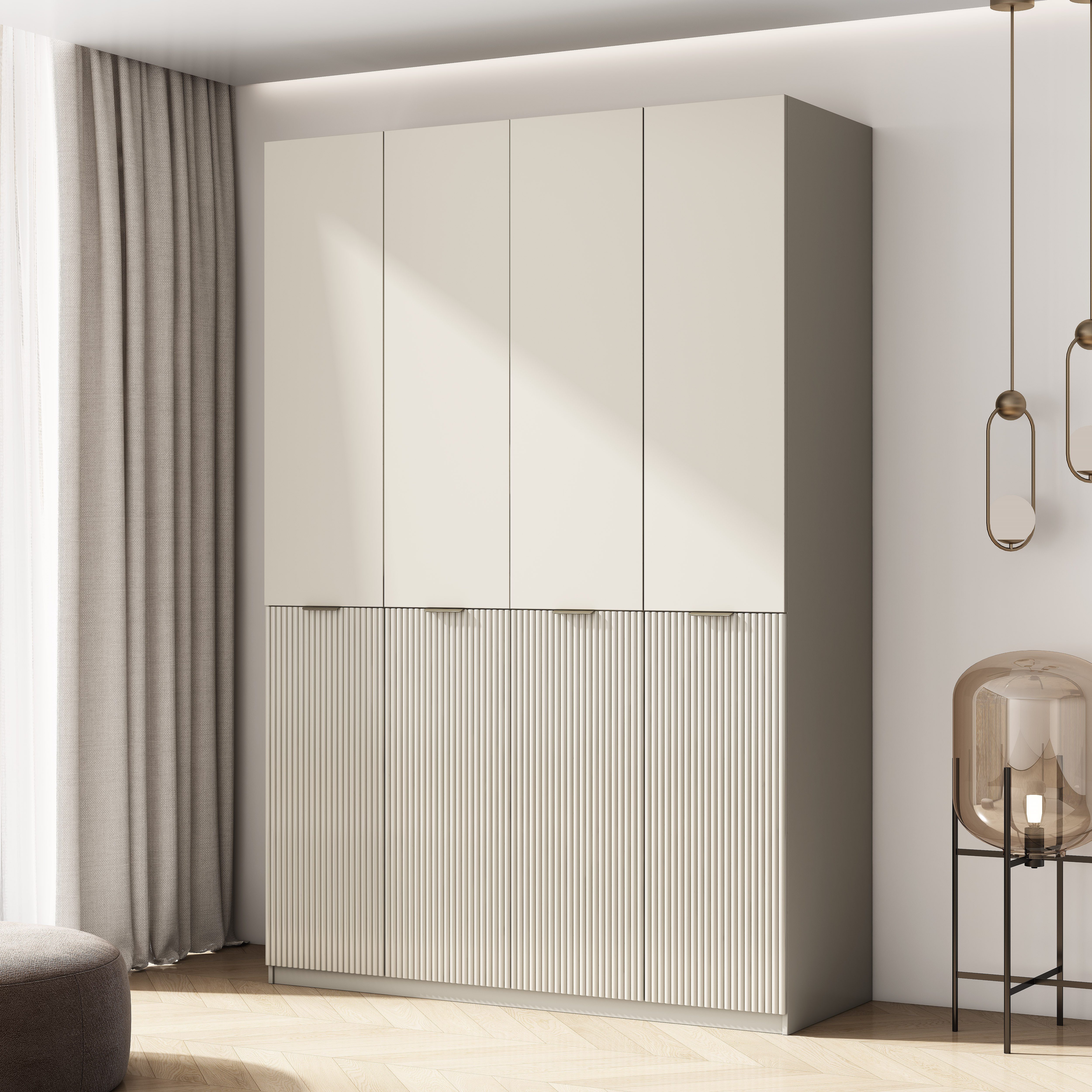 OTTO home Kleiderschrank Jorella Schlafzimmerschrank Garderobe mit Softclose (moderner Schrank mit Premium Ausstattung) eleganter Schlafzimmerschrank Rillendesign Trend Breite 161cm