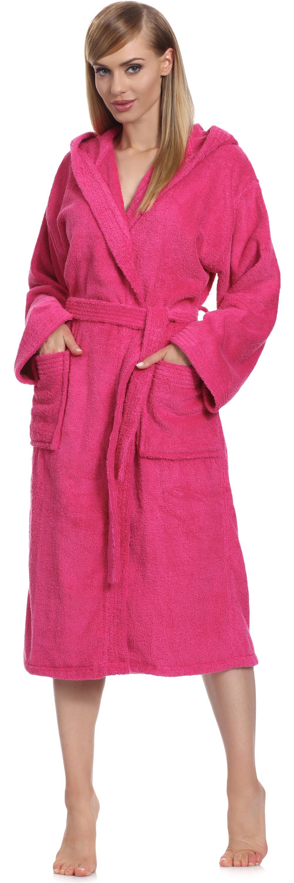 Ladeheid Bademantel Damen Frottee Bademantel aus 100% Baumwolle LA40-193, Langform, Baumwolle, Kapuze – Bild 5 von 5