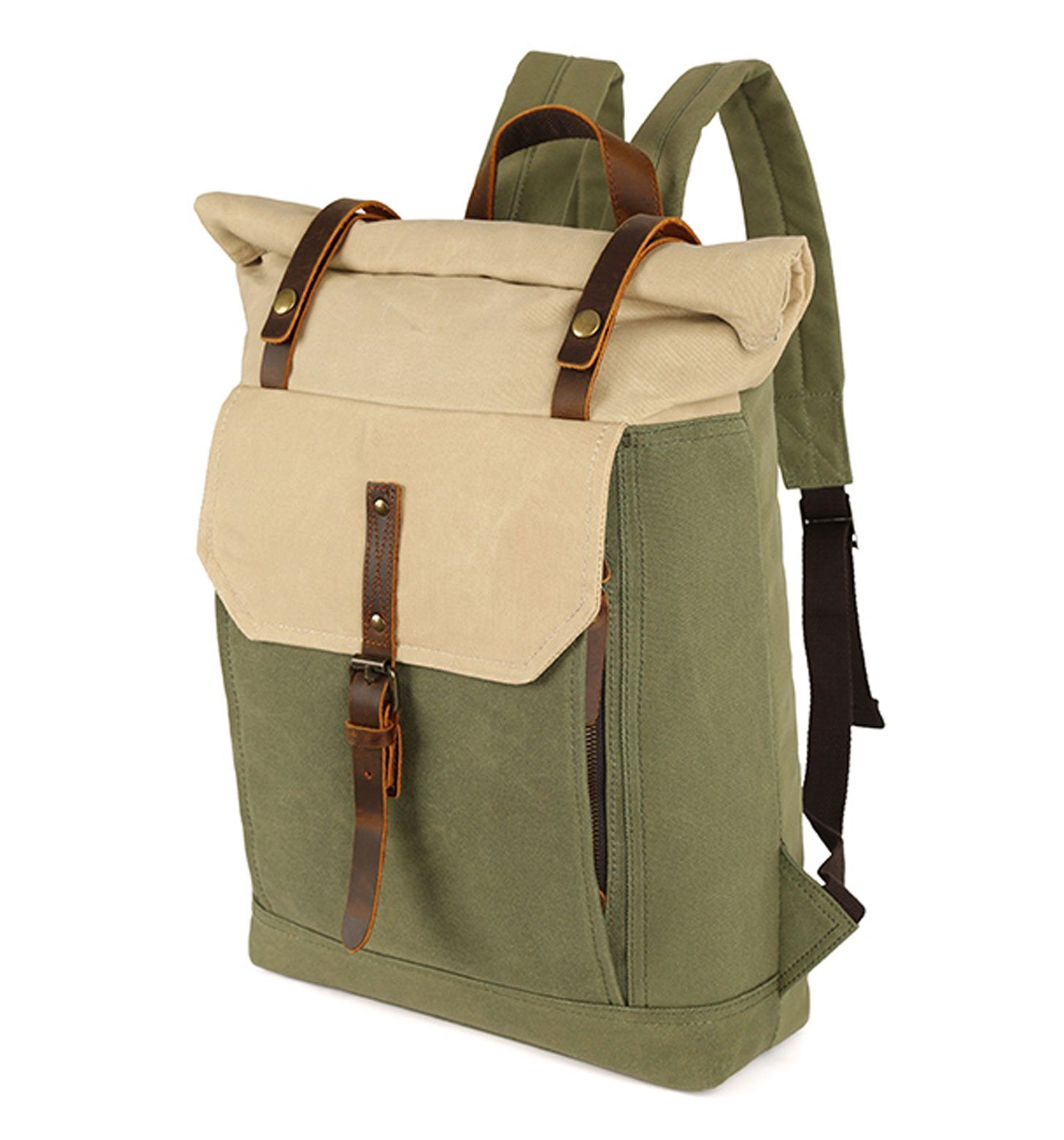 OKWISH Laptoprucksack Canvas Rucksack Schulrucksack Reiserucksack Schultertasche (Vintage Notebook Laptop Tasche Schule Uni Rucksack, Backpack mit Laptopfach, luxuriös, Luxus), für Herren Damen Jungen Teenager Freizeit Arbeit Business Reisen