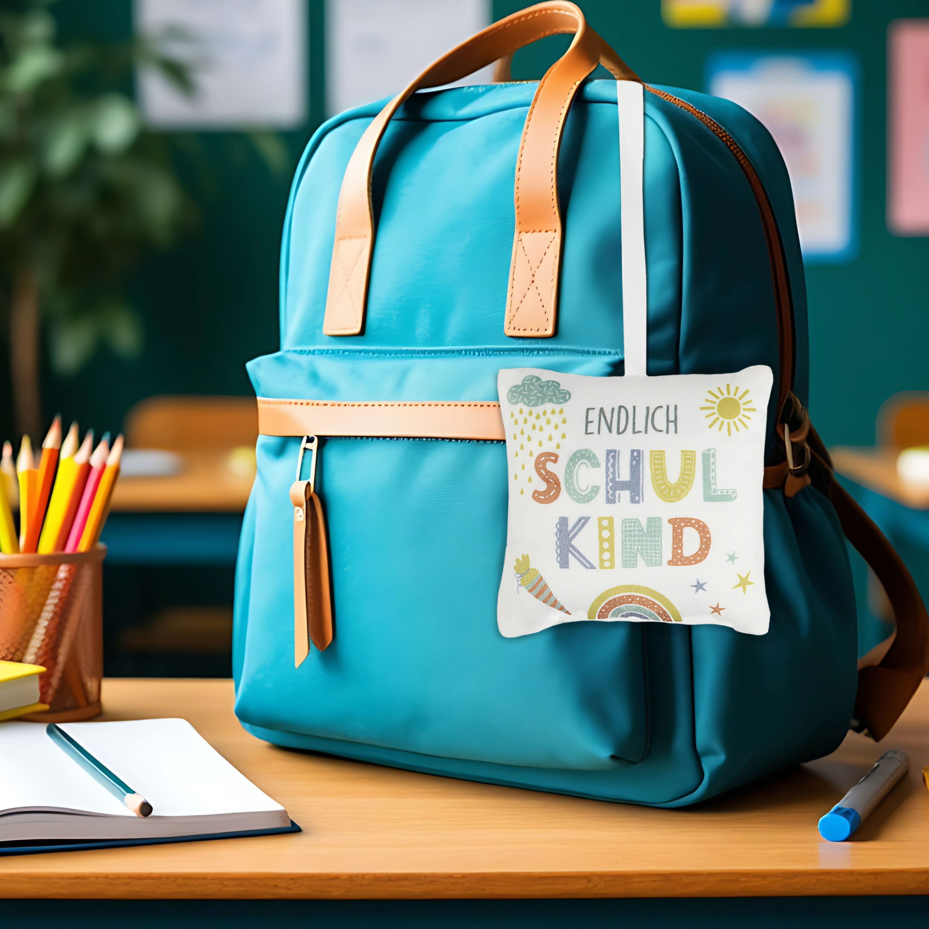 CEPEWA Dekokissen Minikissen 2er Set Schulanfang 12x12cm Polyester 40g Füllung 2 Motive