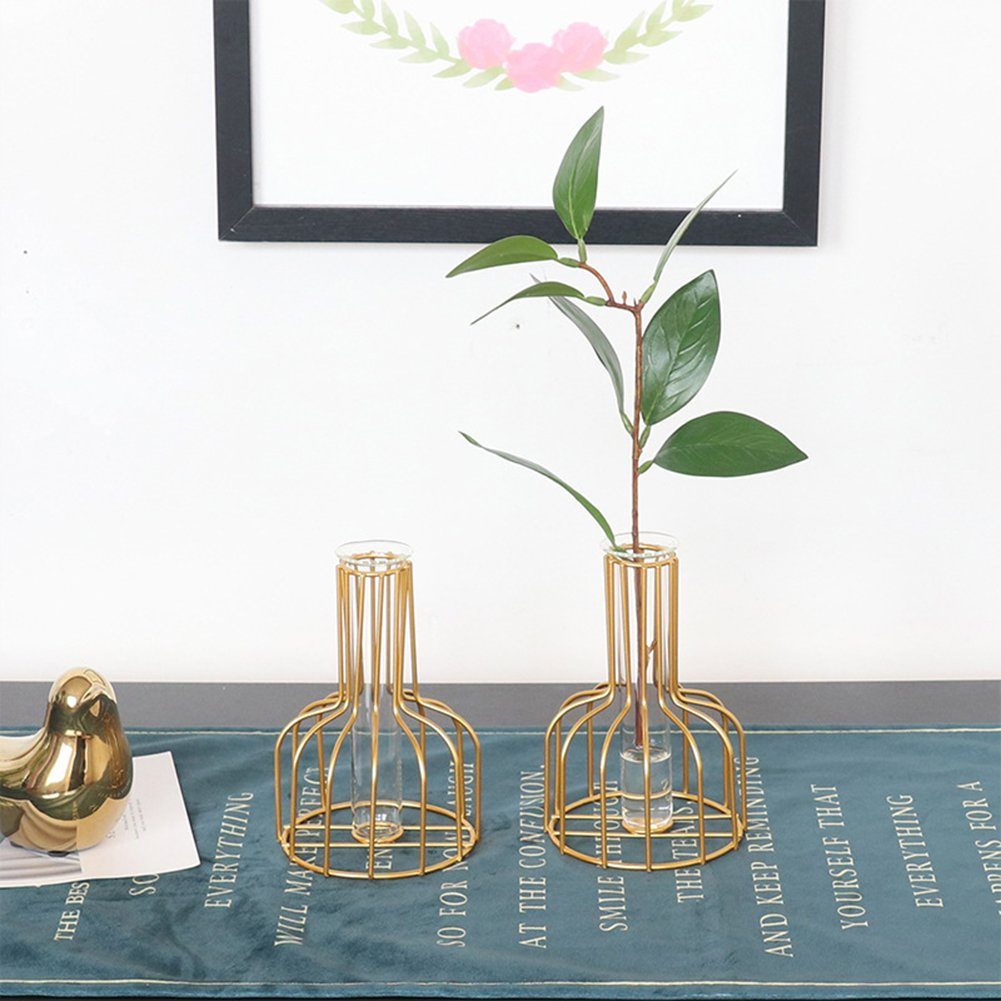 Moderne Große HAMÖWO Vase uhause,15cm Dekovase Geometrische Gold Metallgestell Vasen für