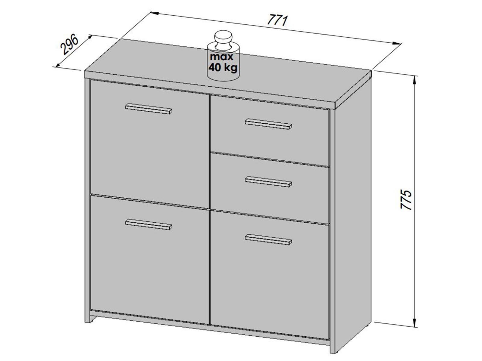 FORTE Kommode 77.2 x 77.5 x 29.6 cm (B/H/T)