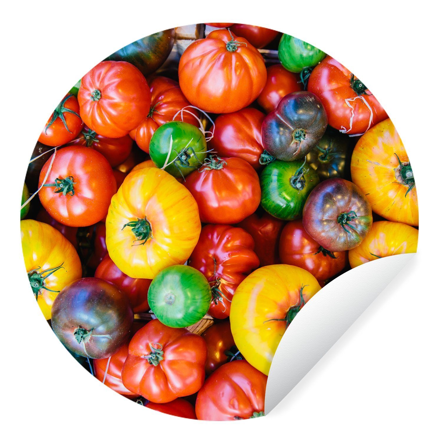 MuchoWow Wandsticker Tomaten - Gemüse - Markt (1 St), Tapetenkreis für Kinderzimmer, Tapetenaufkleber, Rund, Wohnzimmer
