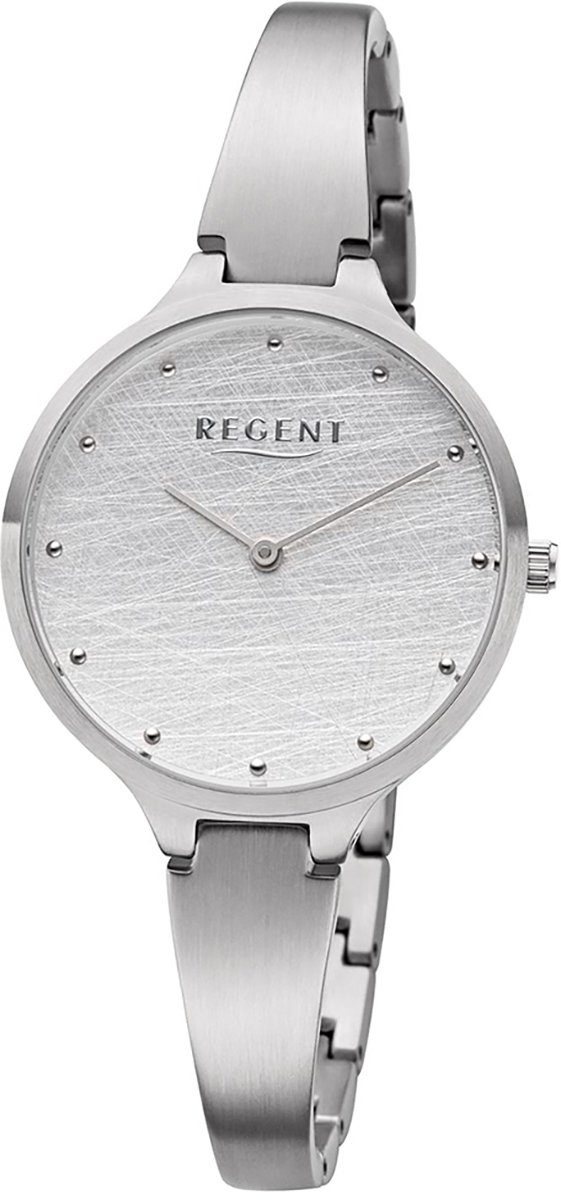 Regent Quarzuhr Regent Damen Quarz Uhr BA-559 Edelstahl, Damen Armbanduhr rund, mittel (ca. 33mm), Edelstahlarmband