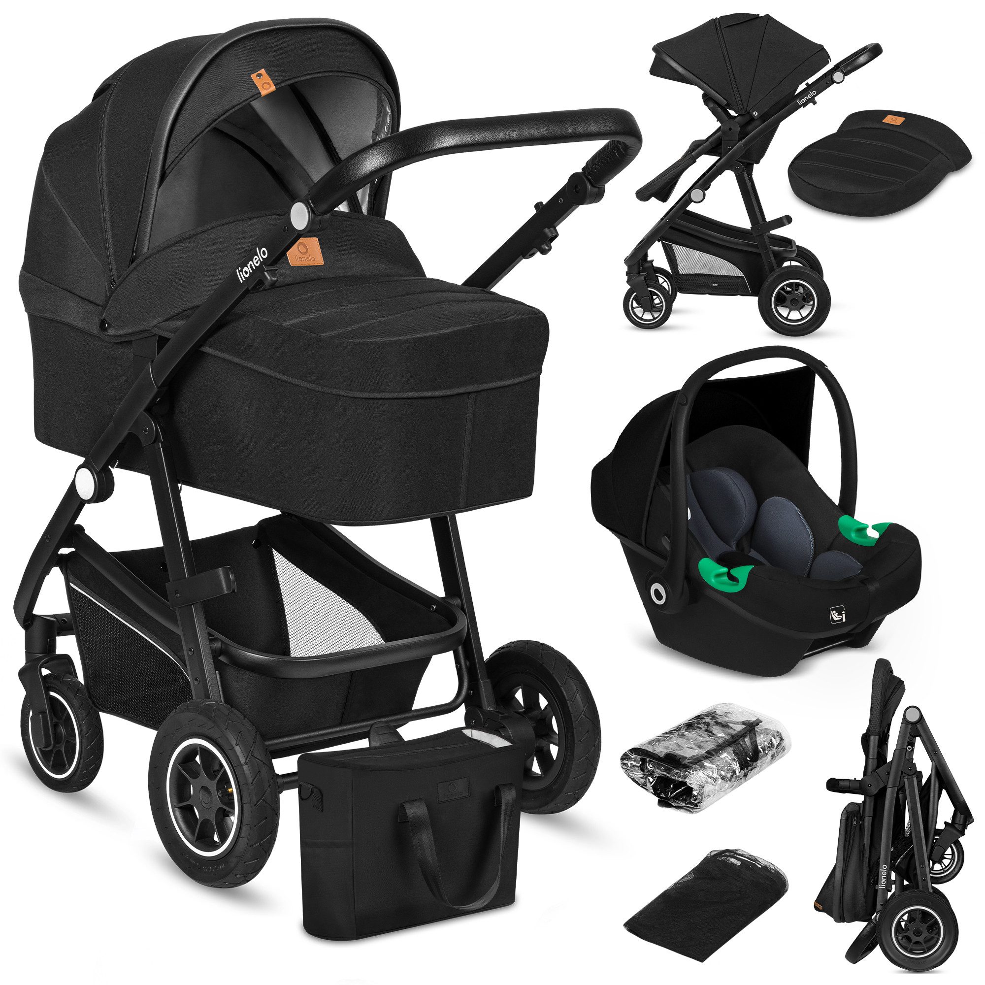 lionelo Kombi-Kinderwagen BIANKA 3 IN 1, (Set 3in1), Erschwinglicher, hochwertiger Kinderwagen