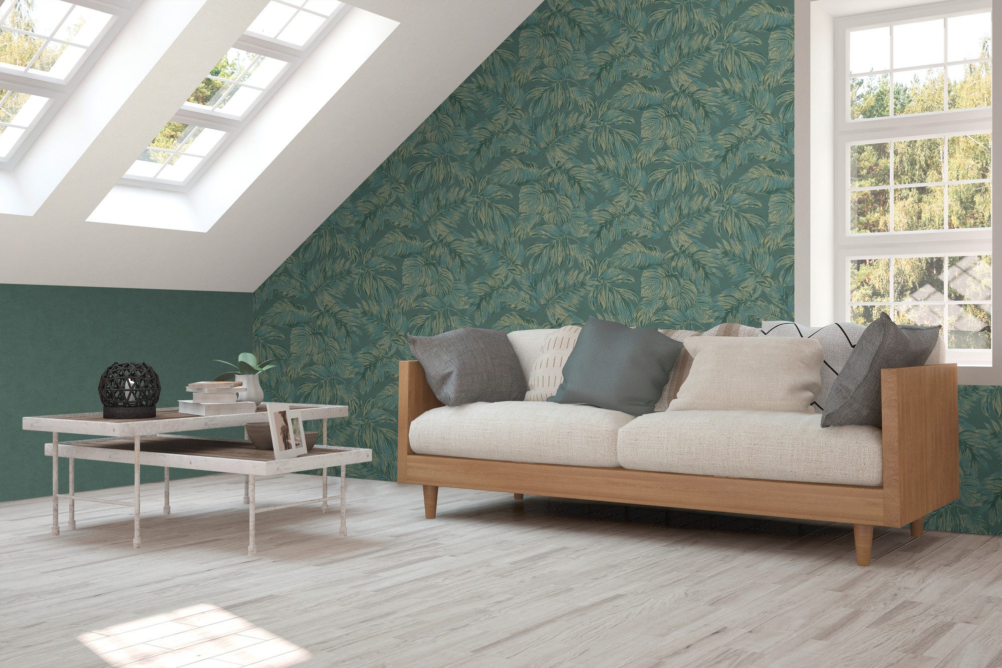 A.S. Création Vliestapete Casual Living florale Tapete Mustertapete Blätter Blattmuster, strukturiert, matt, (1 St), Vliestapete Blättertapete für Schlafzimmer  – Bild 5 von 5