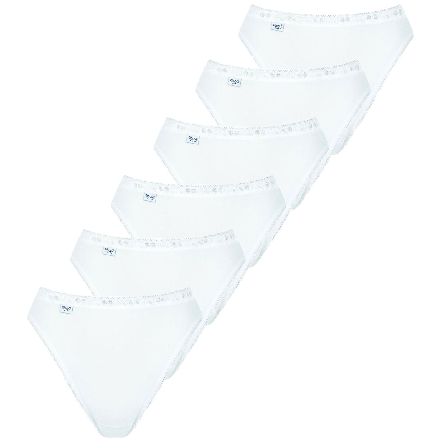 Sloggi weiss softe Baumwolle, Slip Basic+ Logo, klassischer (6-St) Pack Taillenslip, 6er im