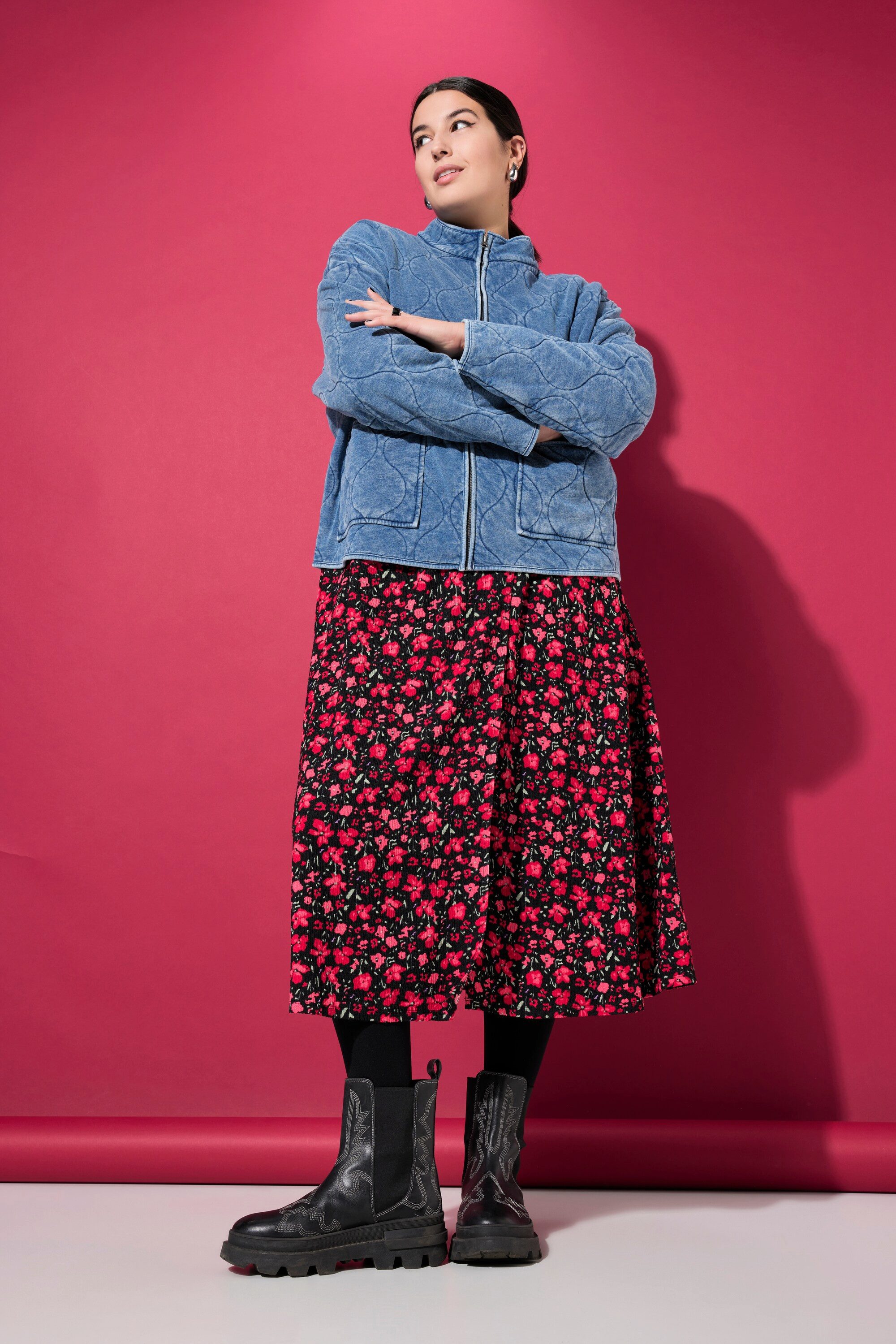 Studio Untold Kurzjacke Steppjacke oversized Vintage washed Stehkragen