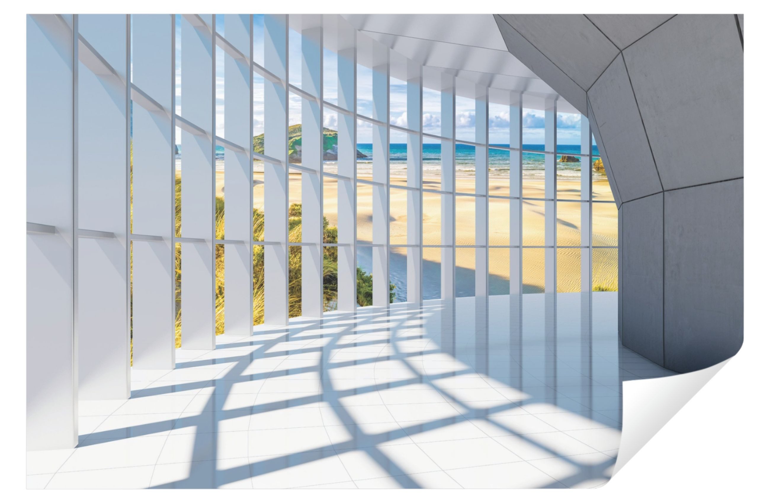 Wallarena Fototapete 3D EFFEKT Terrasse Strand Meer Terrassenblick Wohnzimm günstig online kaufen