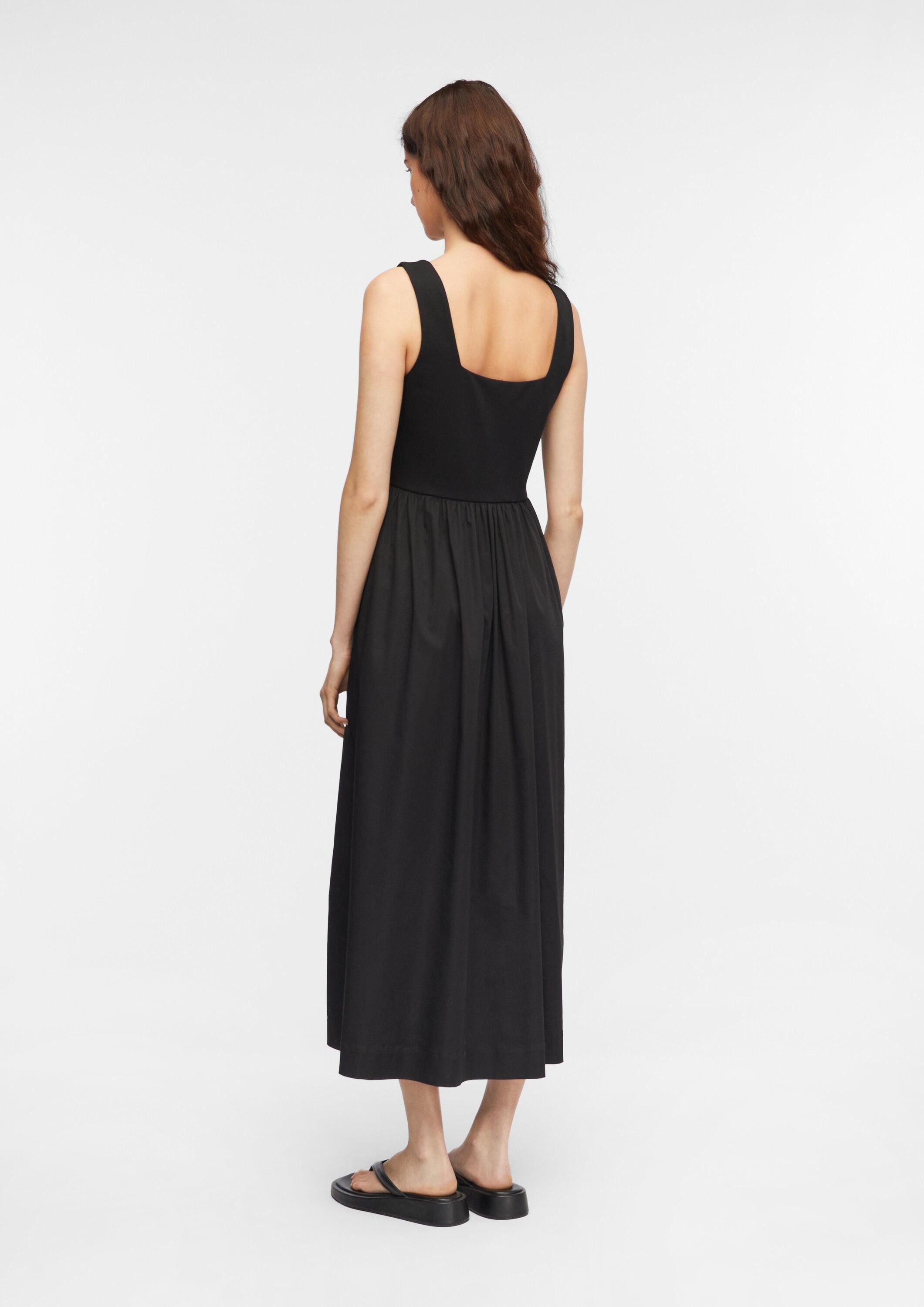 comma Midikleid Kleid Kleid im Fabricmix mit Popeline-Rock und Eingrifftaschen