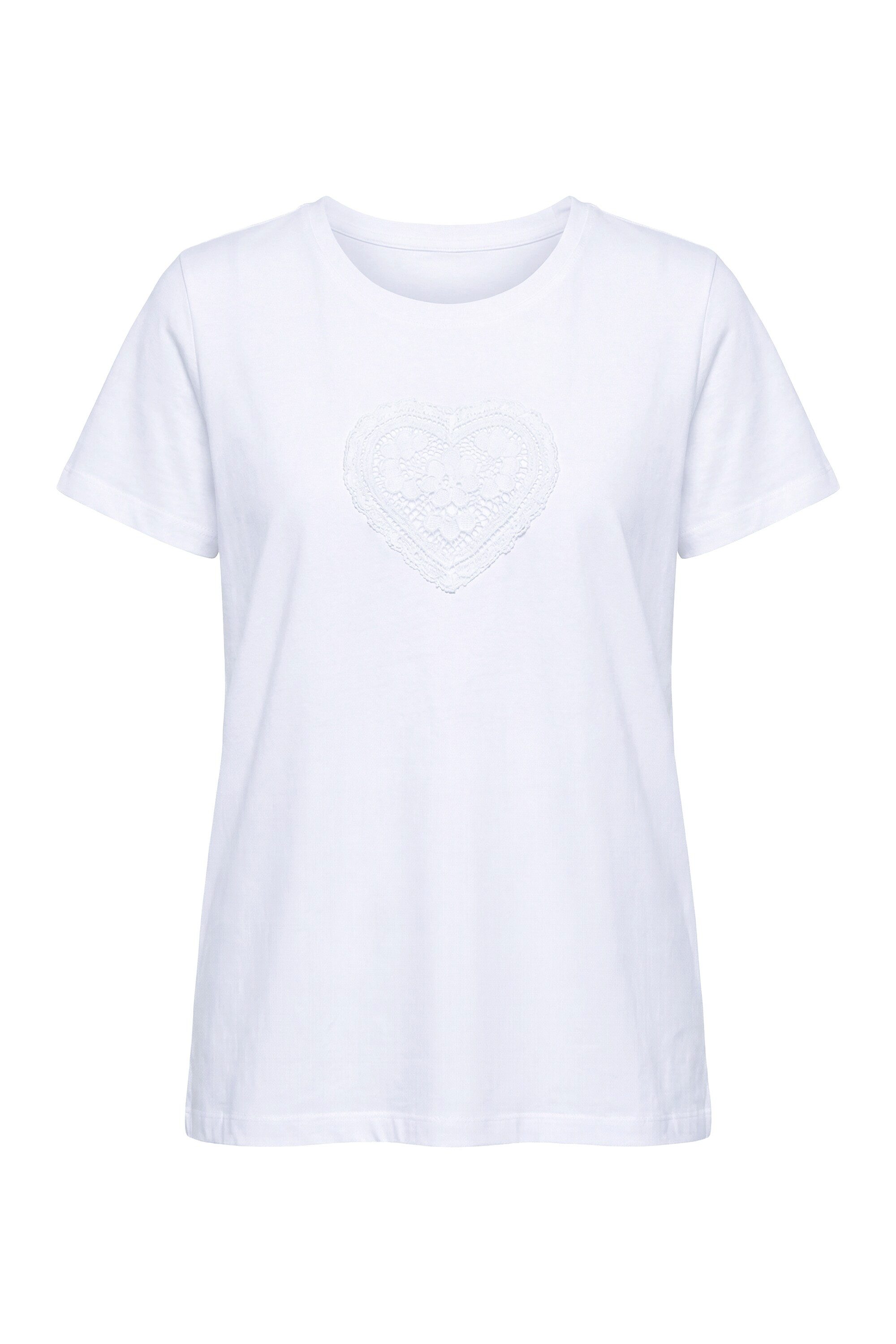 Ulla Popken T-Shirt T-Shirt Herz Classic Rundhals Halbarm