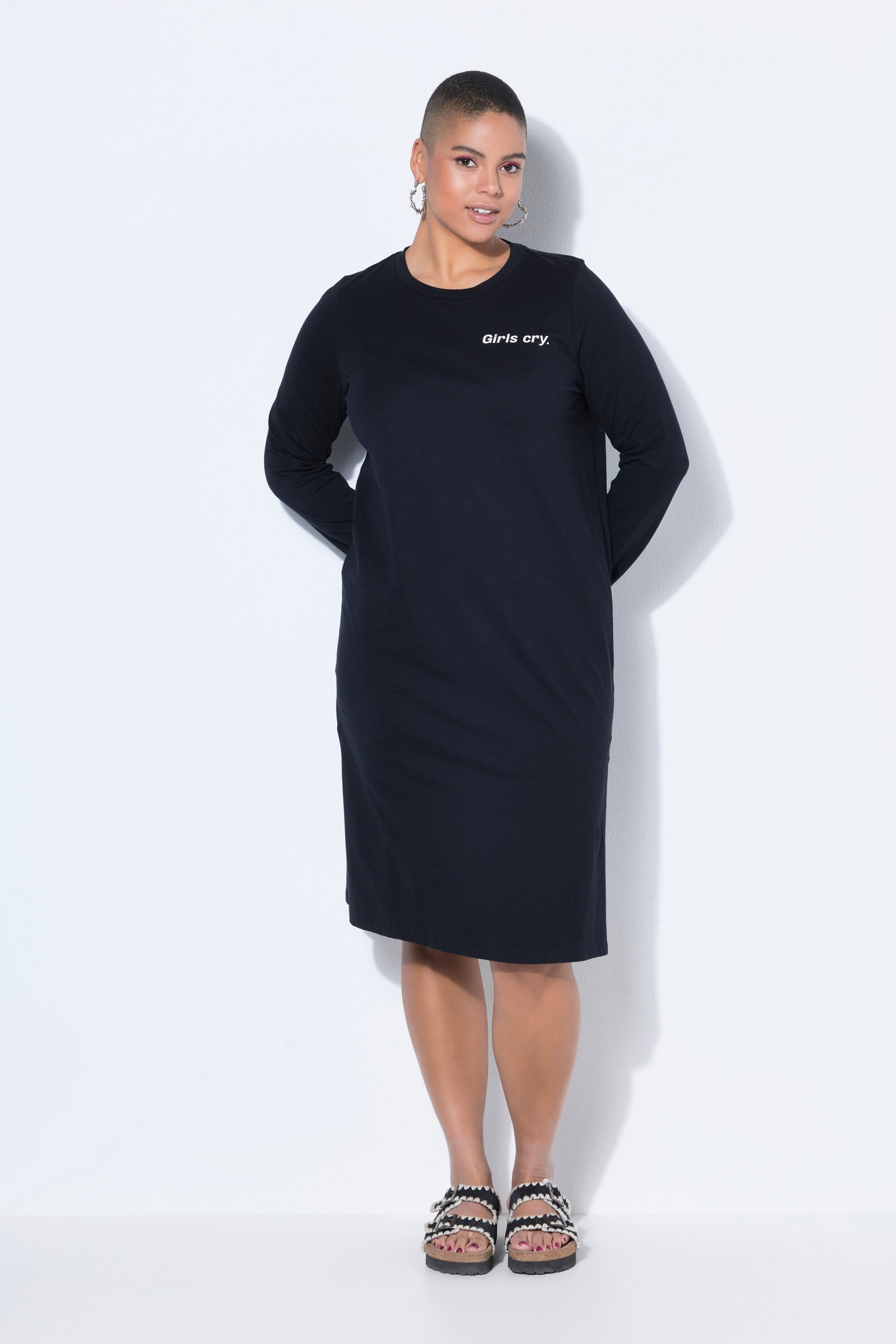 Jerseykleid Jerseykleid A-Line Midilänge Bogen Writingprint
