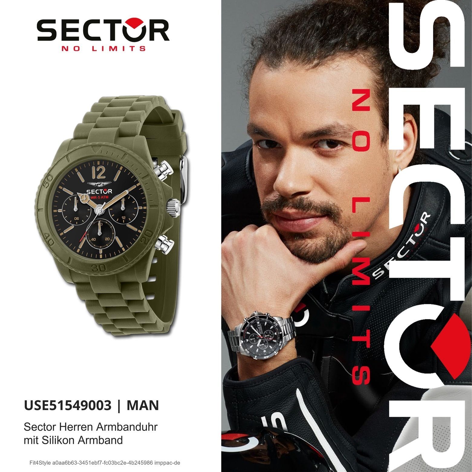 45mm), Fashion Sector Multifunktionsuhr (ca. Armbanduhr rund, Armbanduhr Herren Herren grün, Silikonarmband Multifunktion, Sector groß