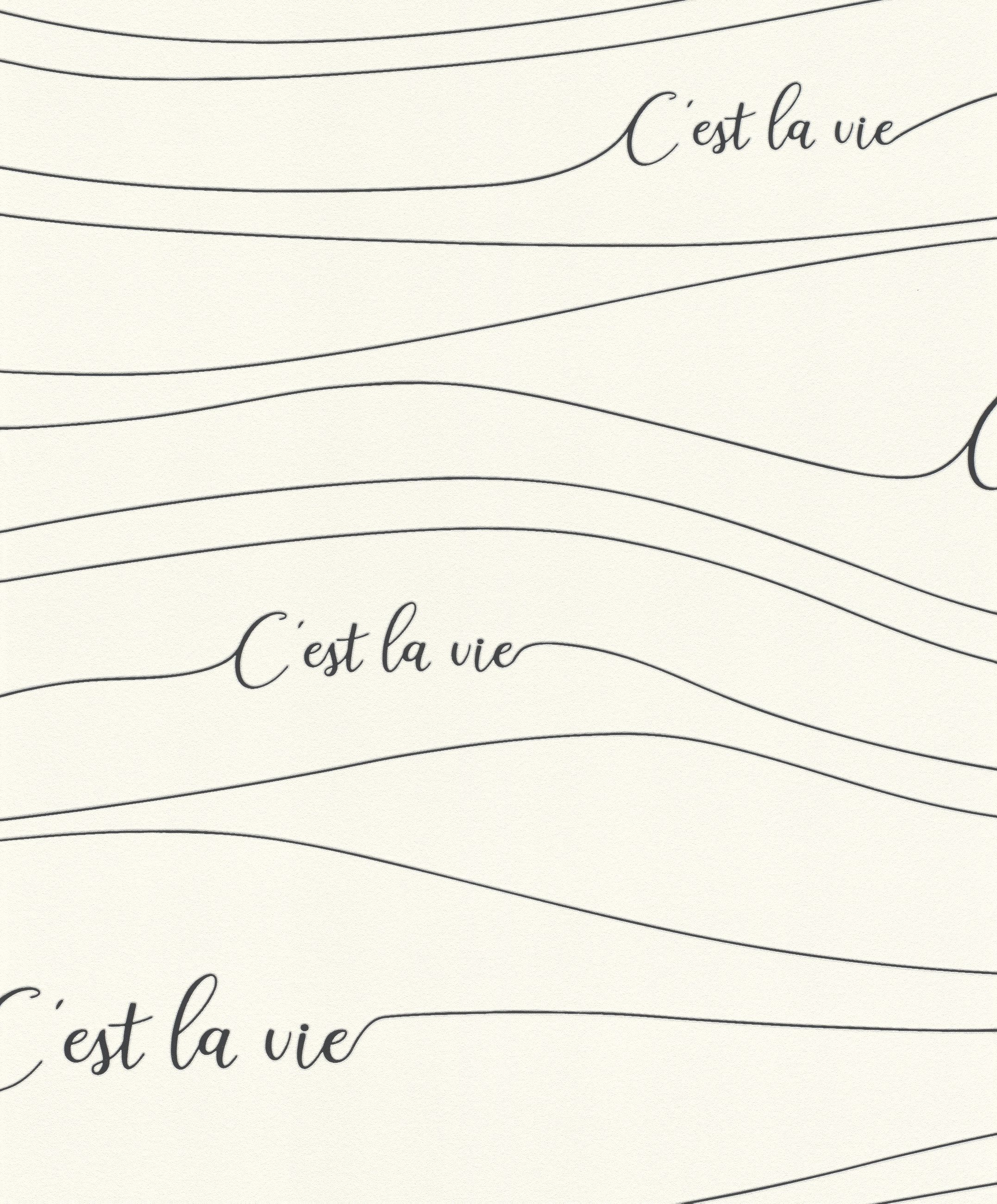 Rasch Vliestapete mit Schriftzug "C'est la vie", strukturiert, Schrift, (1 St), C'est la vie