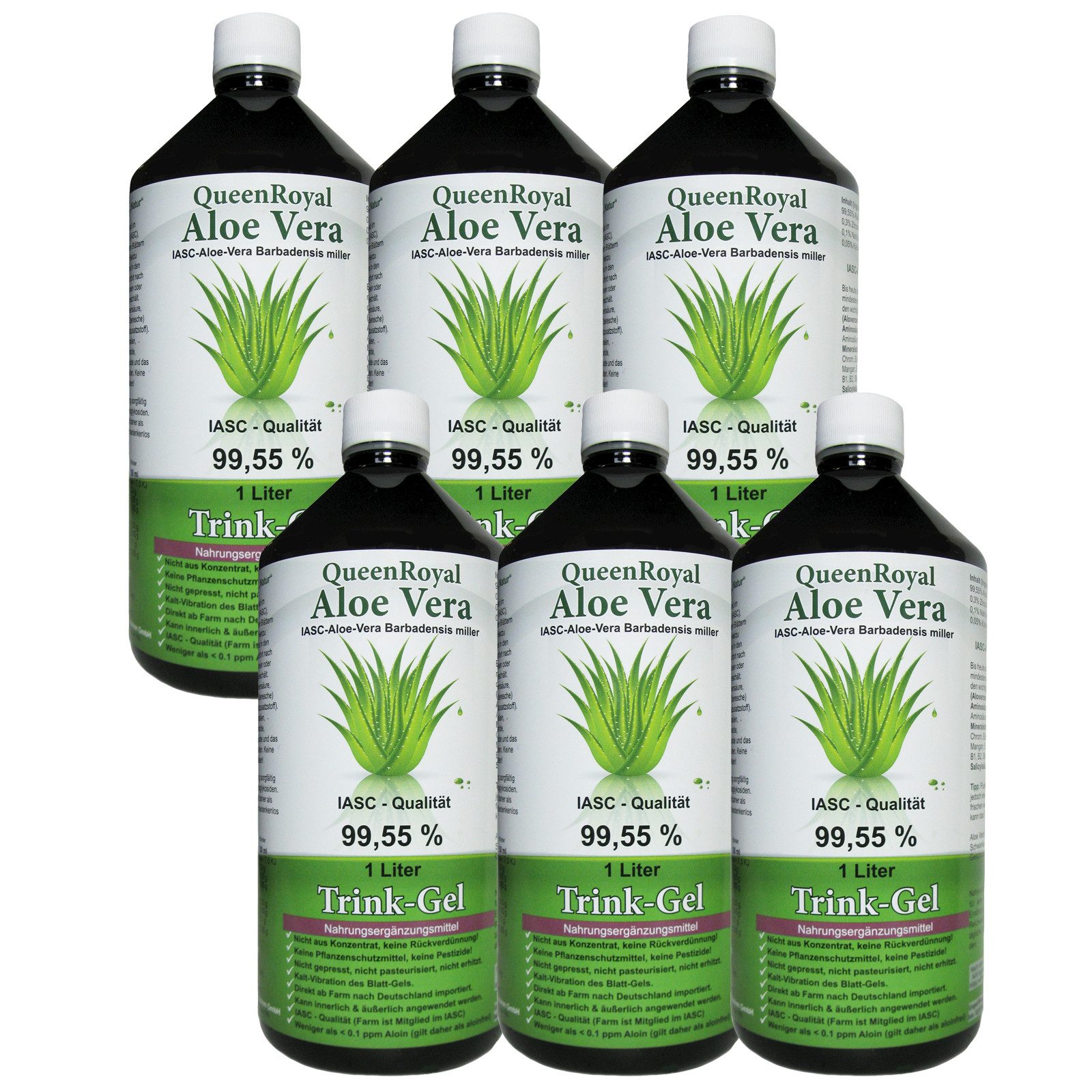 QueenRoyal Aloe Vera 99.55 % Natur pur Barbadensis Miller Getränk Blattgel Trink Gel, 6000 ml, Art .30254 G