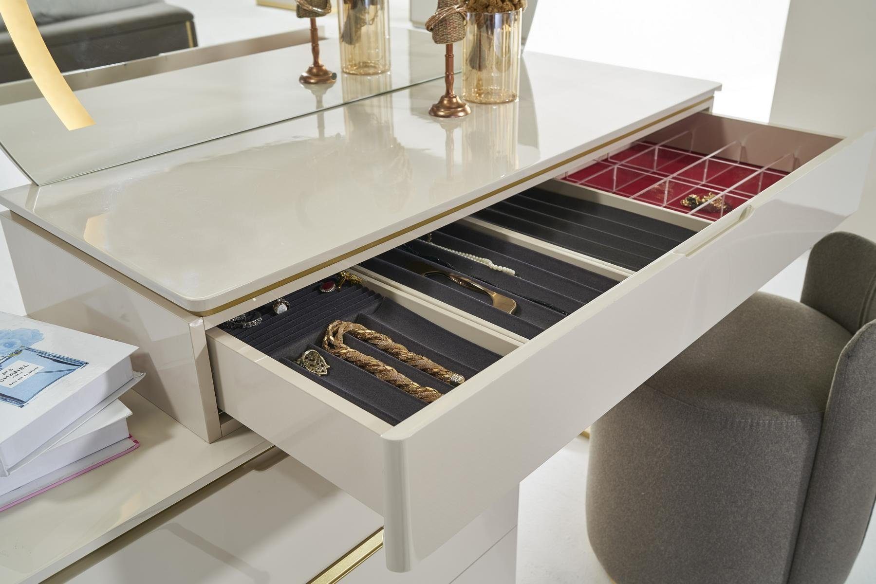 JVmoebel Schminktisch Moderne Konsole mit Spiegel und Hocker in elegantem Design (3-St., Schminktisch/Spiegel/Hocker), Made in Europa – Bild 5 von 5