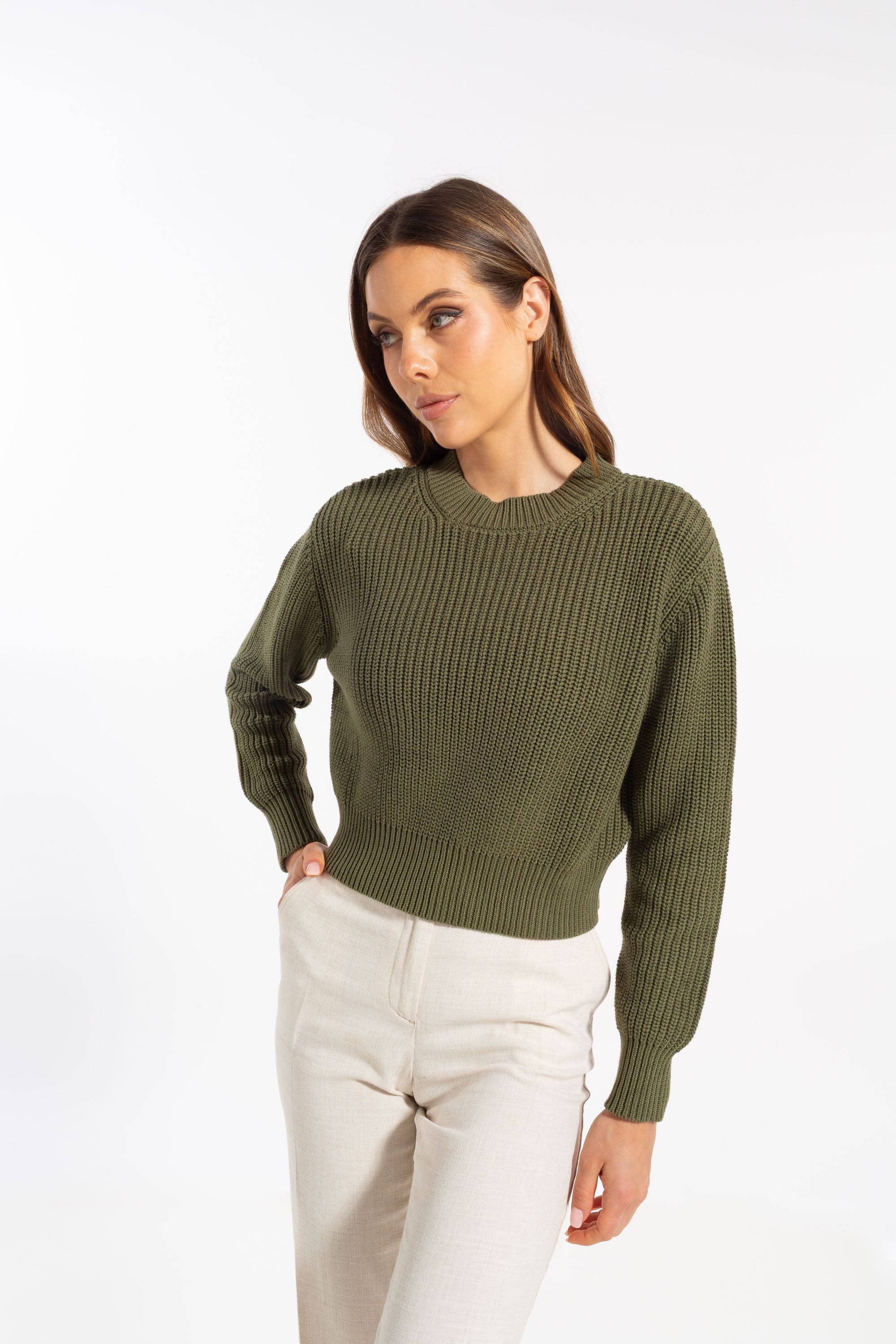 ADLYSH Strickpullover KURZER STRICKPULLOVER AUS BAUMWOLLE