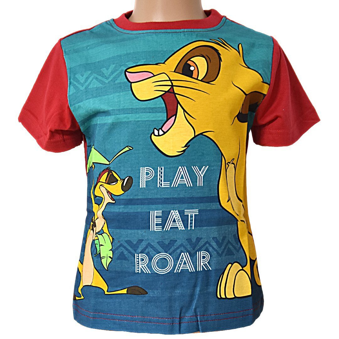 92 aus Baumwolle King 116 cm Disney T-Shirt - Kurzarmshirt Jungen Simba Lion Rot Gr. The