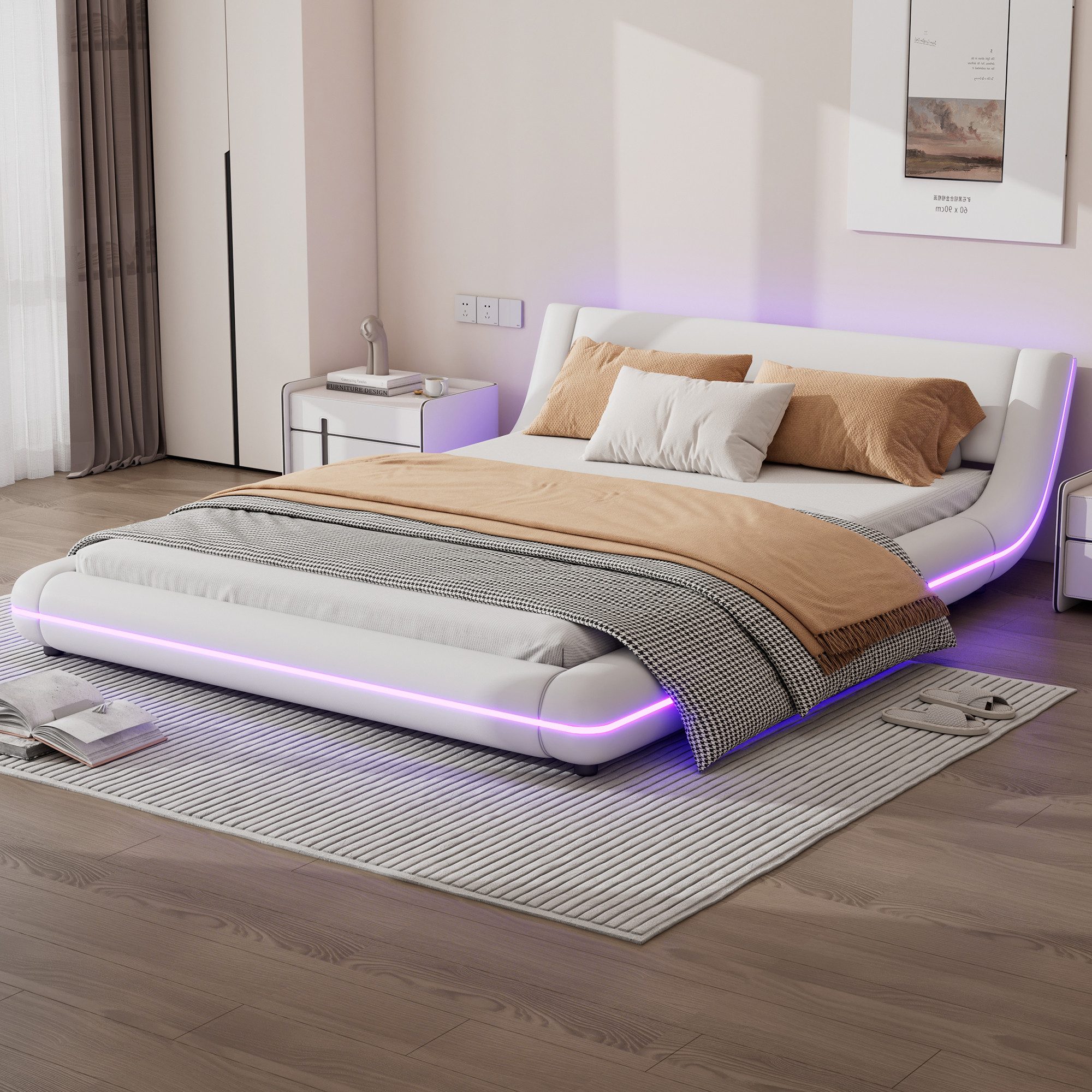 OKWISH Polsterbett Flachbett, Bodenbett, Doppelbett (mit günstig online kaufen