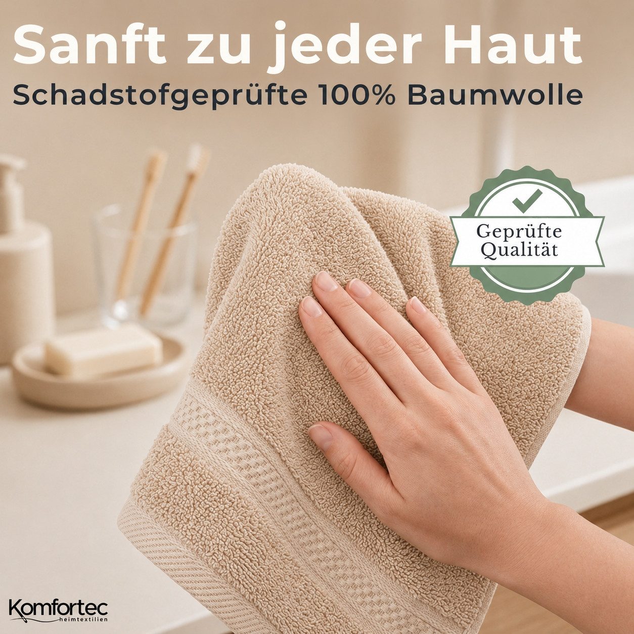 Komfortec Gästehandtücher Set aus 100% Baumwolle, (12-St)