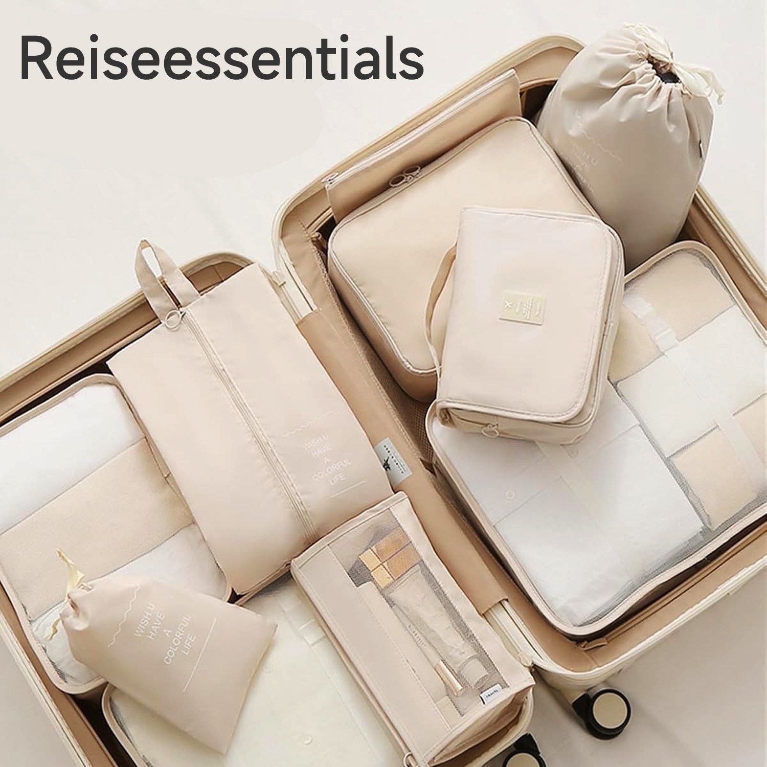 OSTWOLKE Kofferorganizer 11-teilig Koffer Organizer Set Packing Cubes für Urlaub Reisen, Wasserdicht, mit Kosmetiktasche, Schuhbeutel, Kulturbeutel