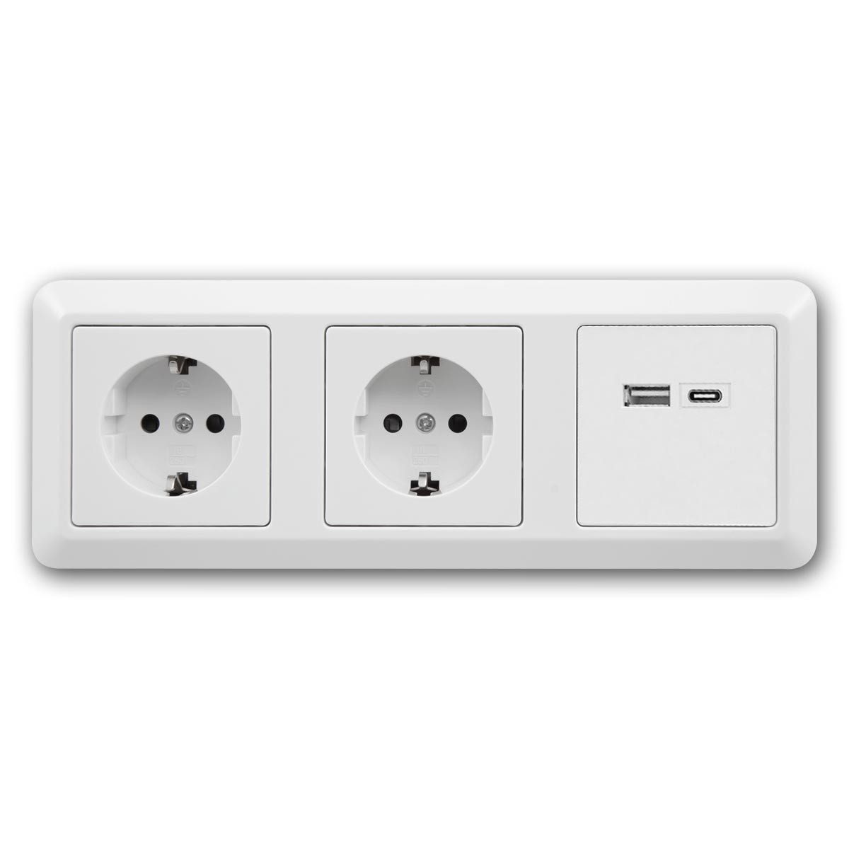 McPower Aufputz-Steckdose CUP Aufbau-Steckdosenblock weiß, 2-fach + USB-A&C