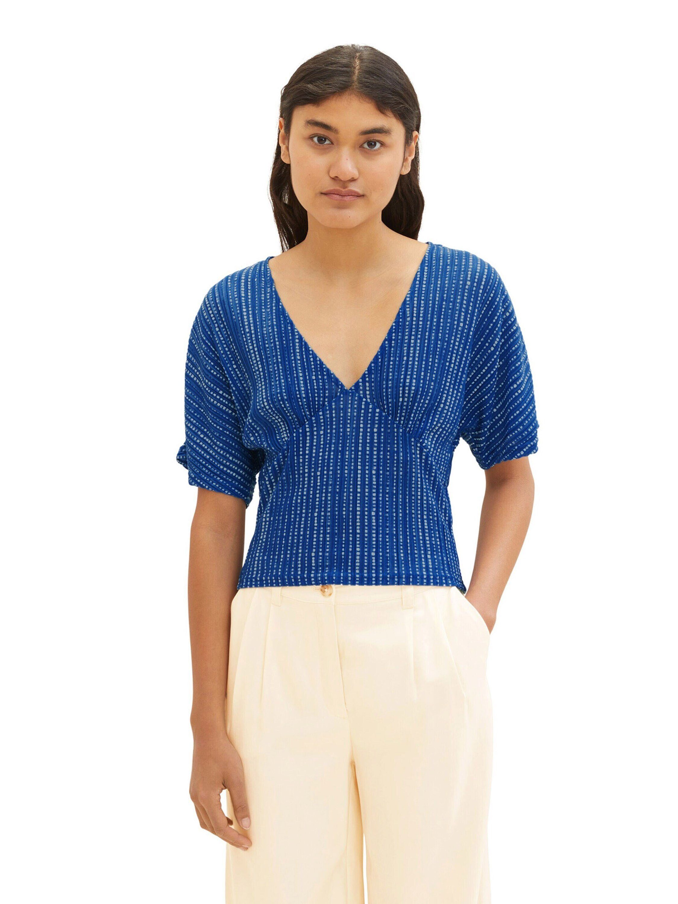 TOM TAILOR Denim Kurzarmbluse (1-tlg) Drapiert/gerafft