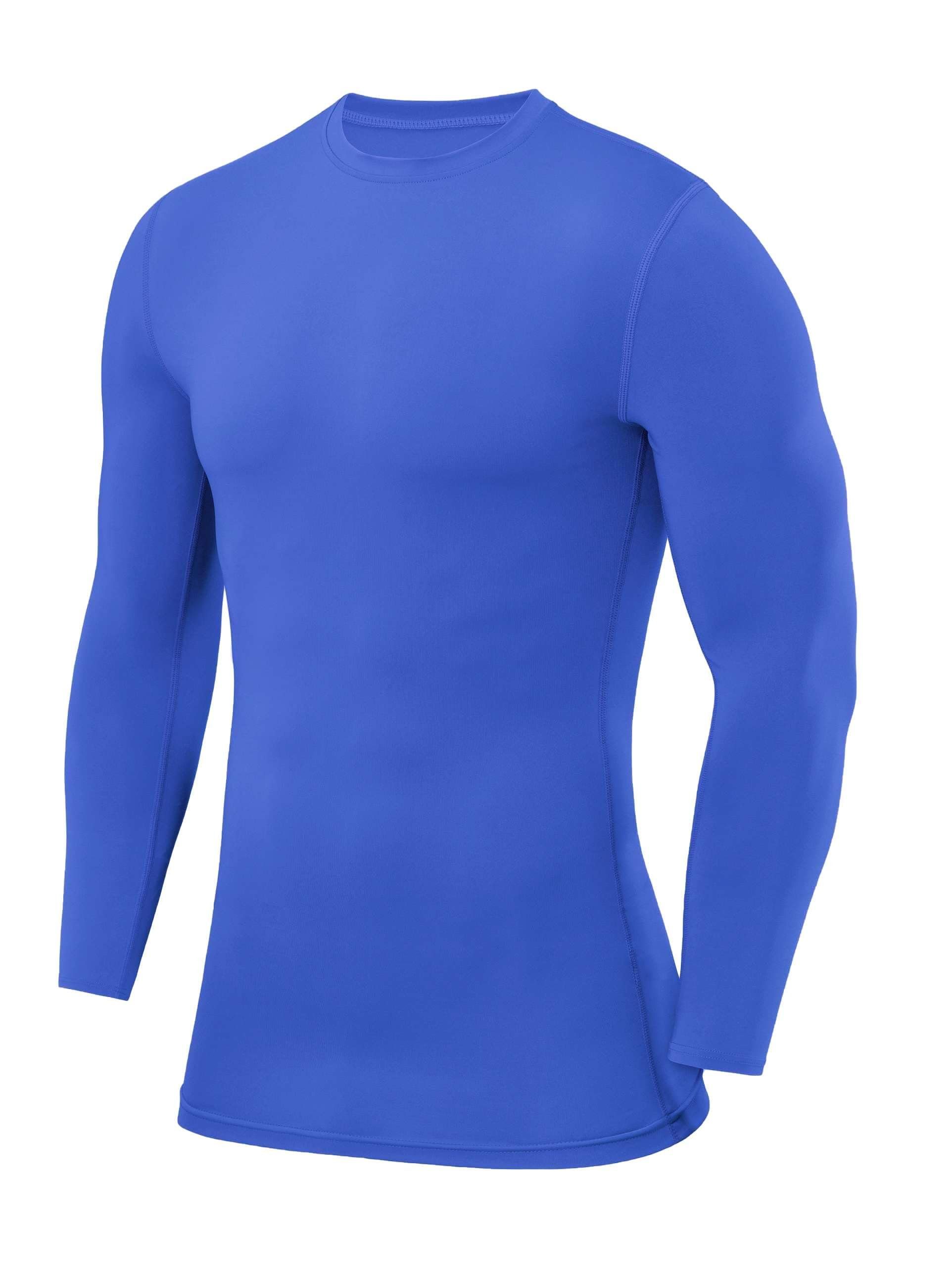 XS PowerLayer Rundhalsausschnitt Langarmshirt Shirt Herren Kompressions Blau POWERLAYER