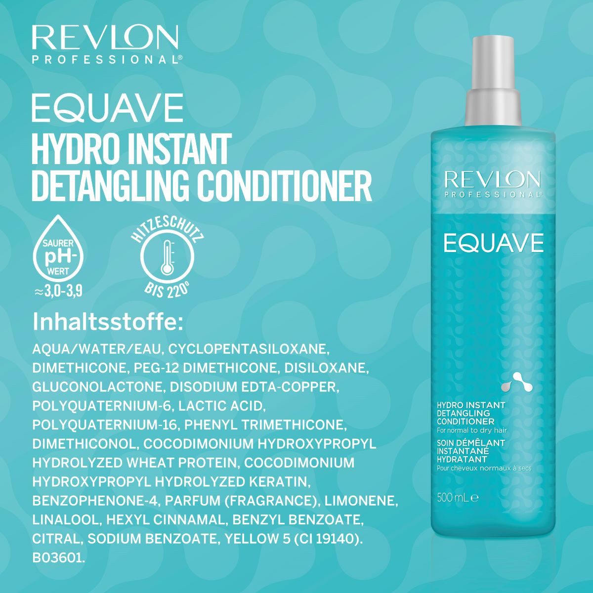 REVLON PROFESSIONAL Haarspülung Leave-in Pflege Equave Hydro Instant Detangling Conditioner, Normales bis Trockenes Haar 500 ml