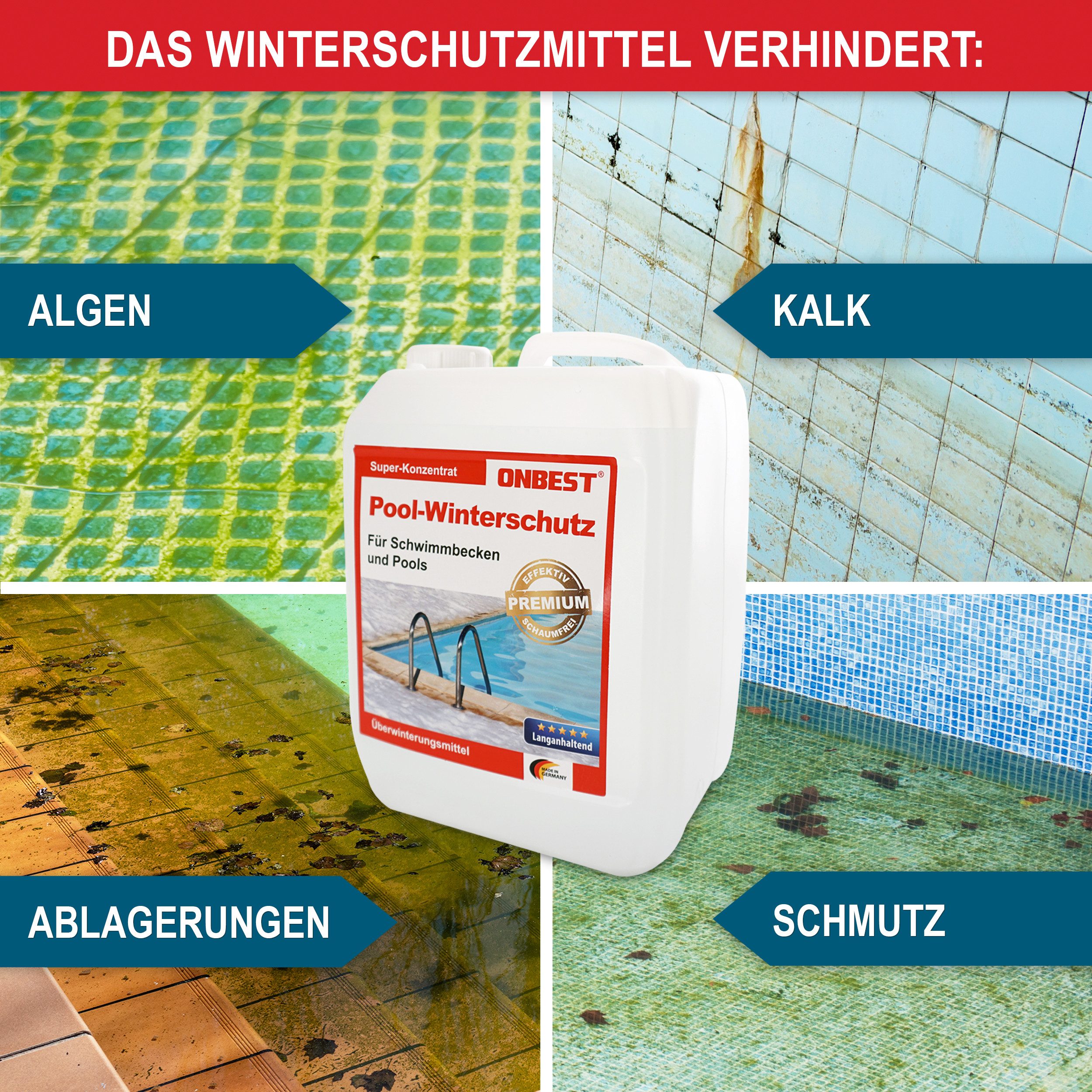 Onbest Poolpflege Pool Winterschutz gegen Algen, Schmutz, Ablagerungen, 3 L günstig online kaufen