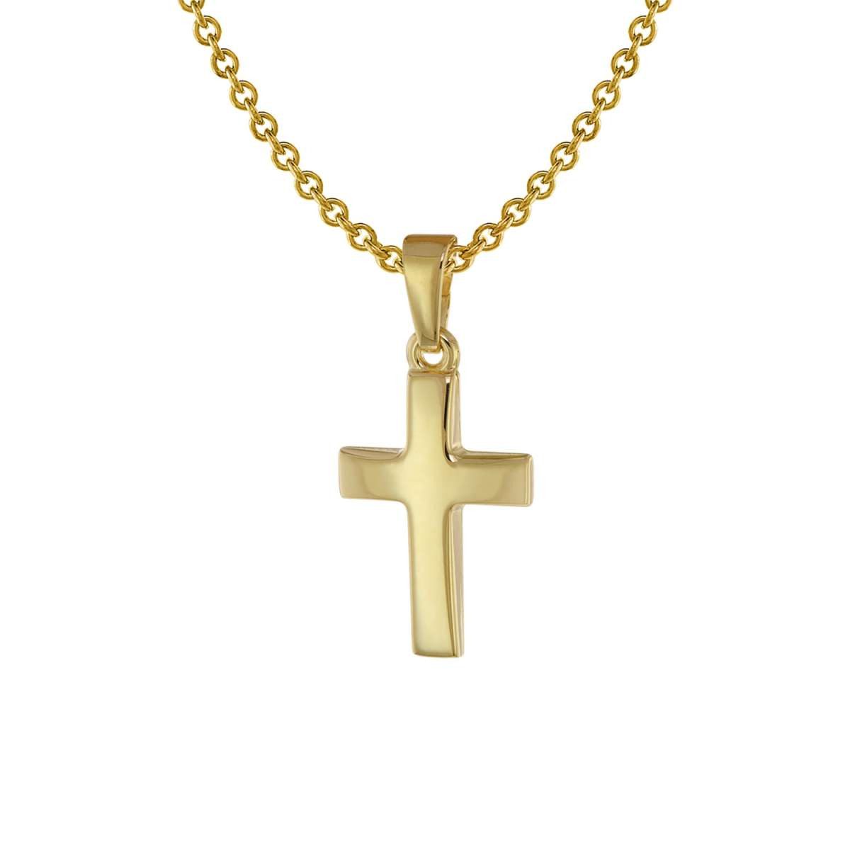 trendor Kreuzkette 75692, Kreuz Anhänger für Kinder Gold 333 + Silber vergoldet