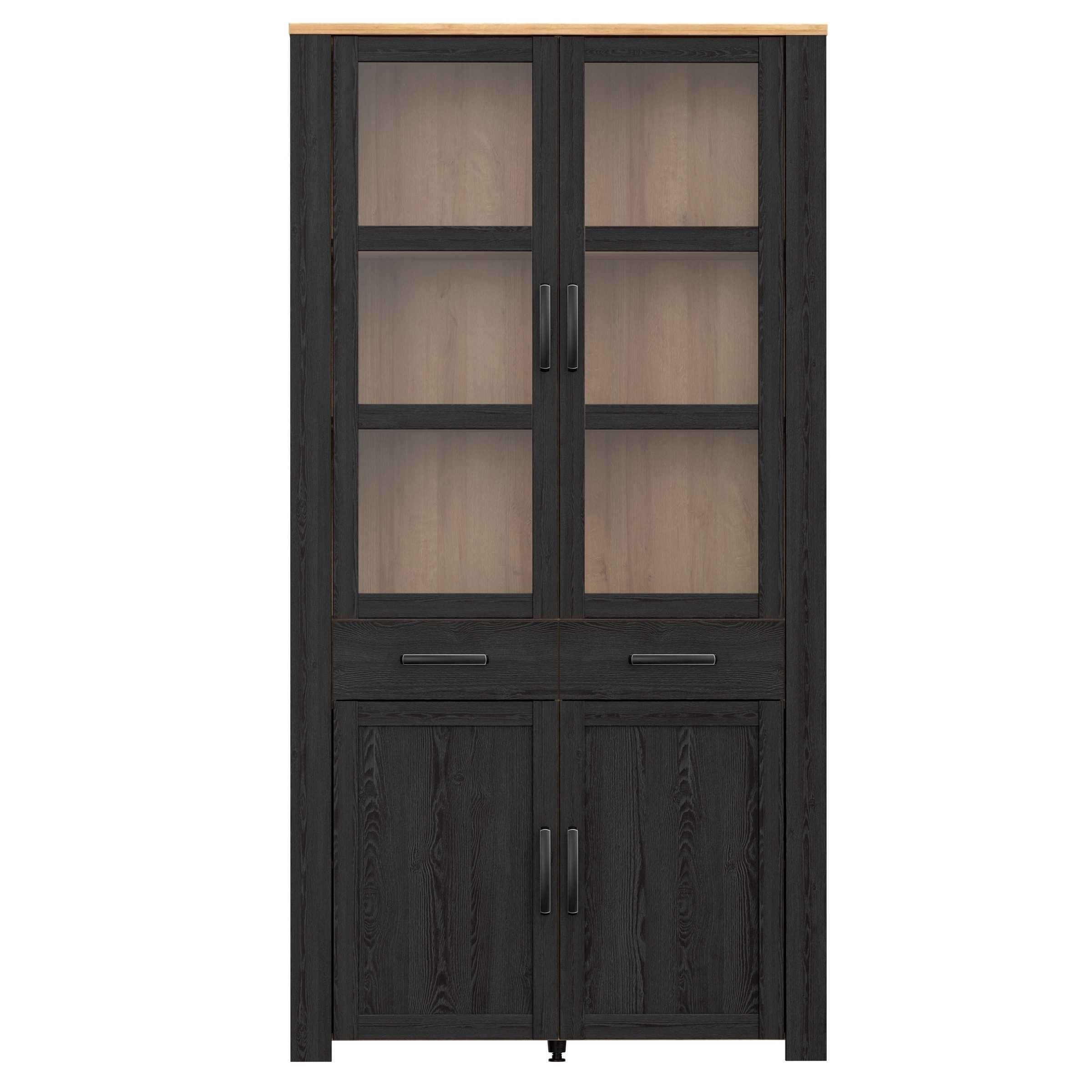PREISBRECHER Stauraumvitrine BOHOL in Eiche Dekor / Cabezone - 106,4x205,4x42cm (BxHxT)