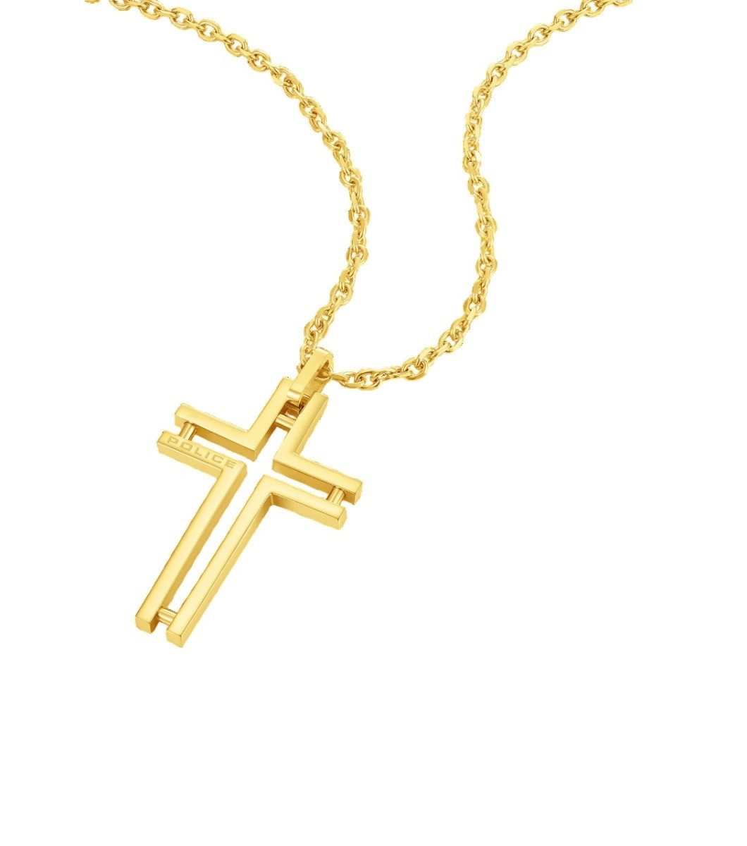 Police Kette mit Anhänger Police Halskette-Anhänger Herren Framed Metall Gold-Ton PEAGN0005306