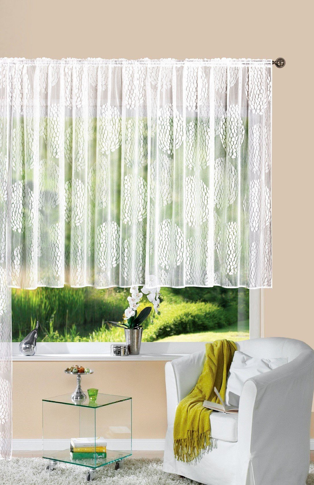 Gardinenbox Bogenstore (1 St), Kräuselband, transparent, Store Jacquard Fab günstig online kaufen