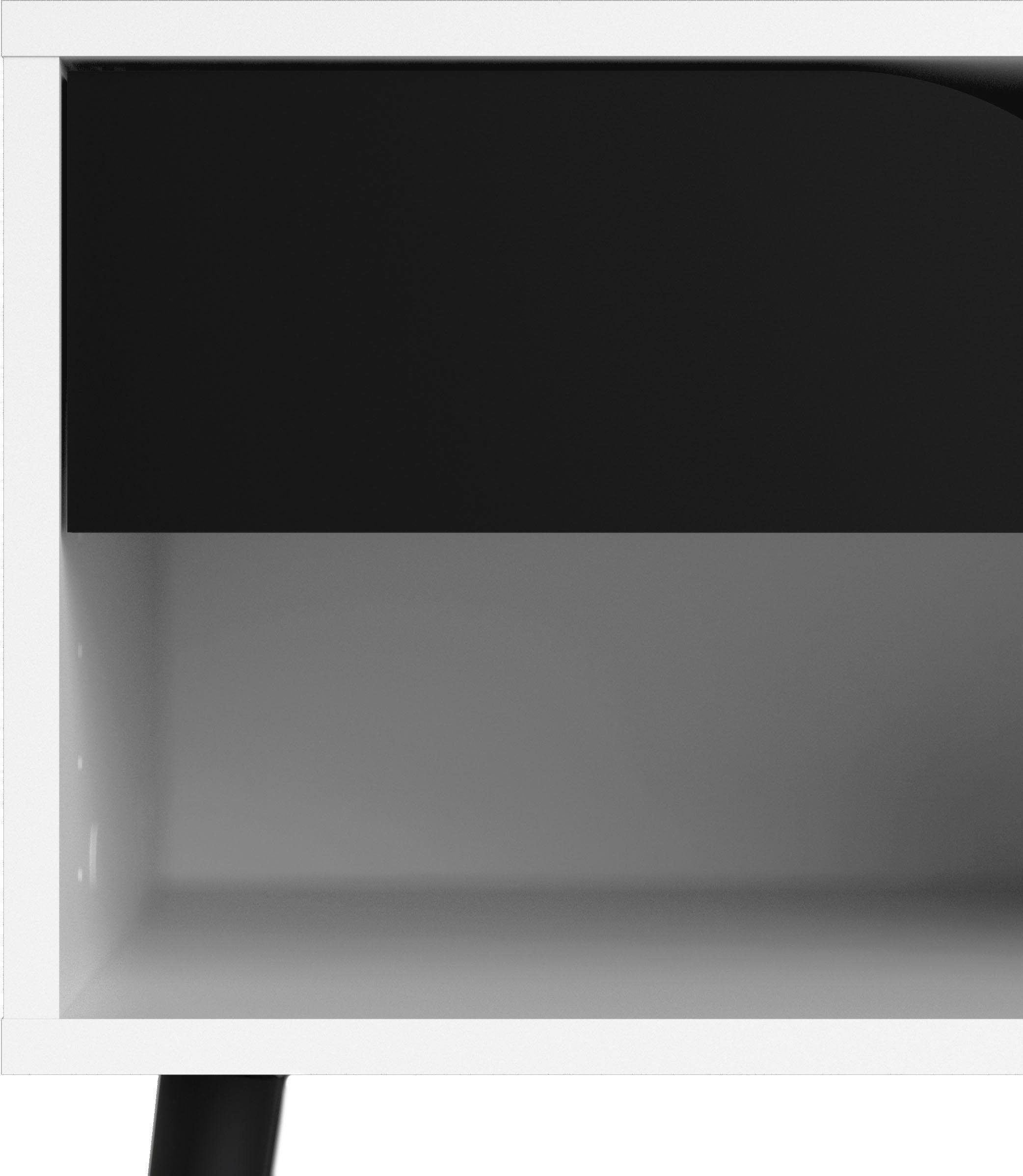 | Scandi Design Nachttisch schönem weiß massivem mit weiß im Home Oslo, | weiß/schwarz matt Beingestell, affaire