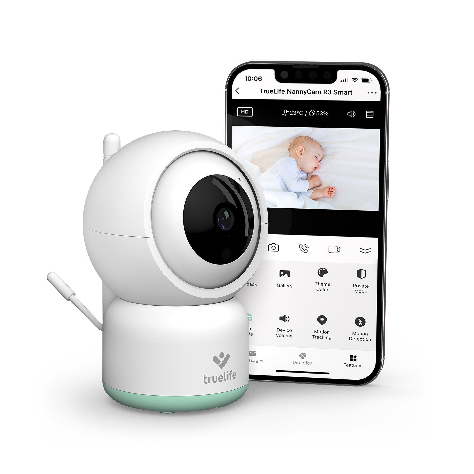 TrueLife Video-Babyphone NannyCam R3 Smart, 1-tlg., Babyeinheit, Klares Full HD-Bild, Unbegrenzte Reichweite, WiFi 2,4 GHz
